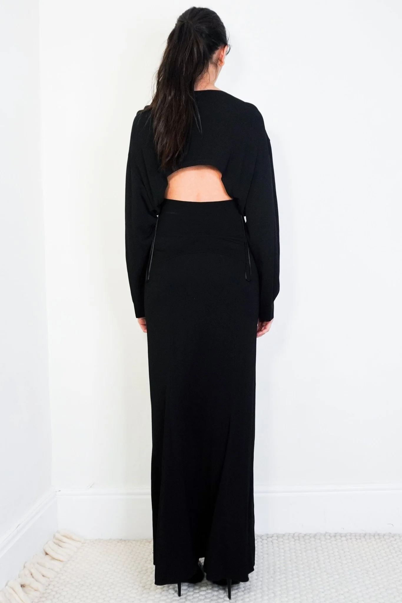 Alaïa Black Cut Out Long Sleeve Maxi Dress RRP £3000 | Authentic Preloved - Image 4