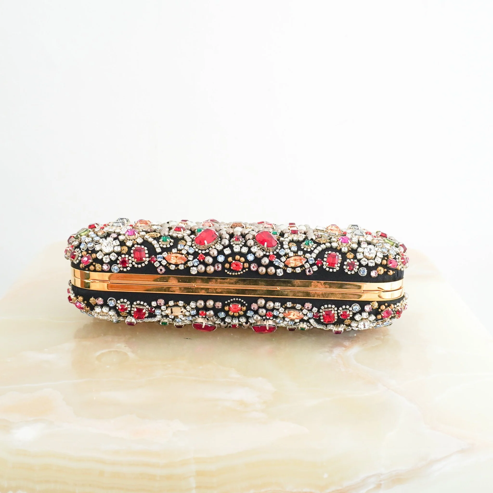 Alexander McQueen Black Satin Embellished Box Clutch RRP £3067 | Authentic Preloved - Image 4