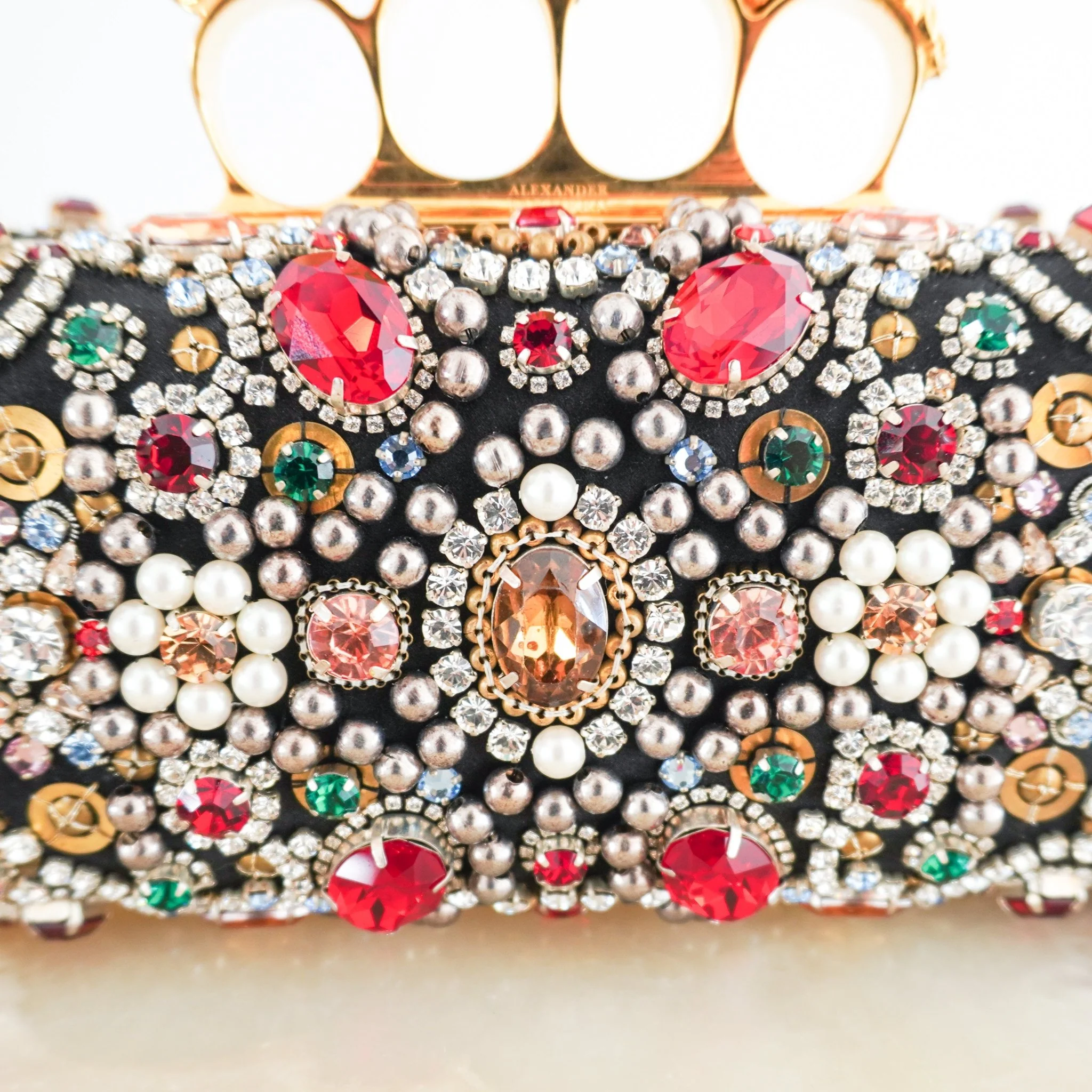 Alexander McQueen Black Satin Embellished Box Clutch RRP £3067 | Authentic Preloved - Image 5