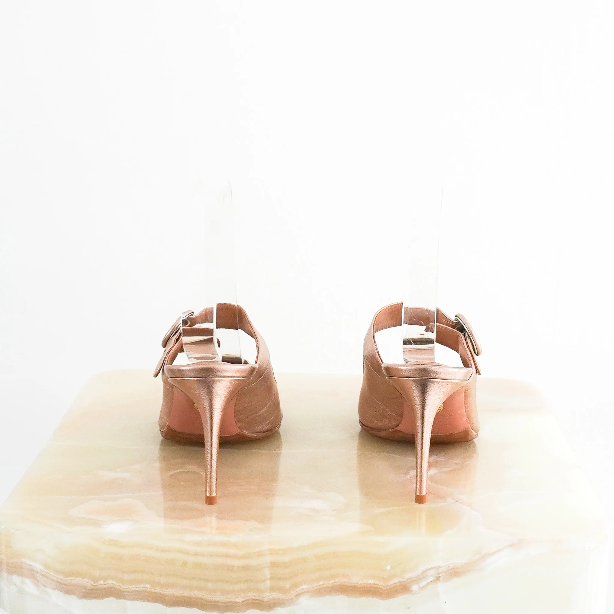 Aquazzura Blossom Point-Toe Mules in Rose Gold RRP £430 | Authentic Preloved - Image 3