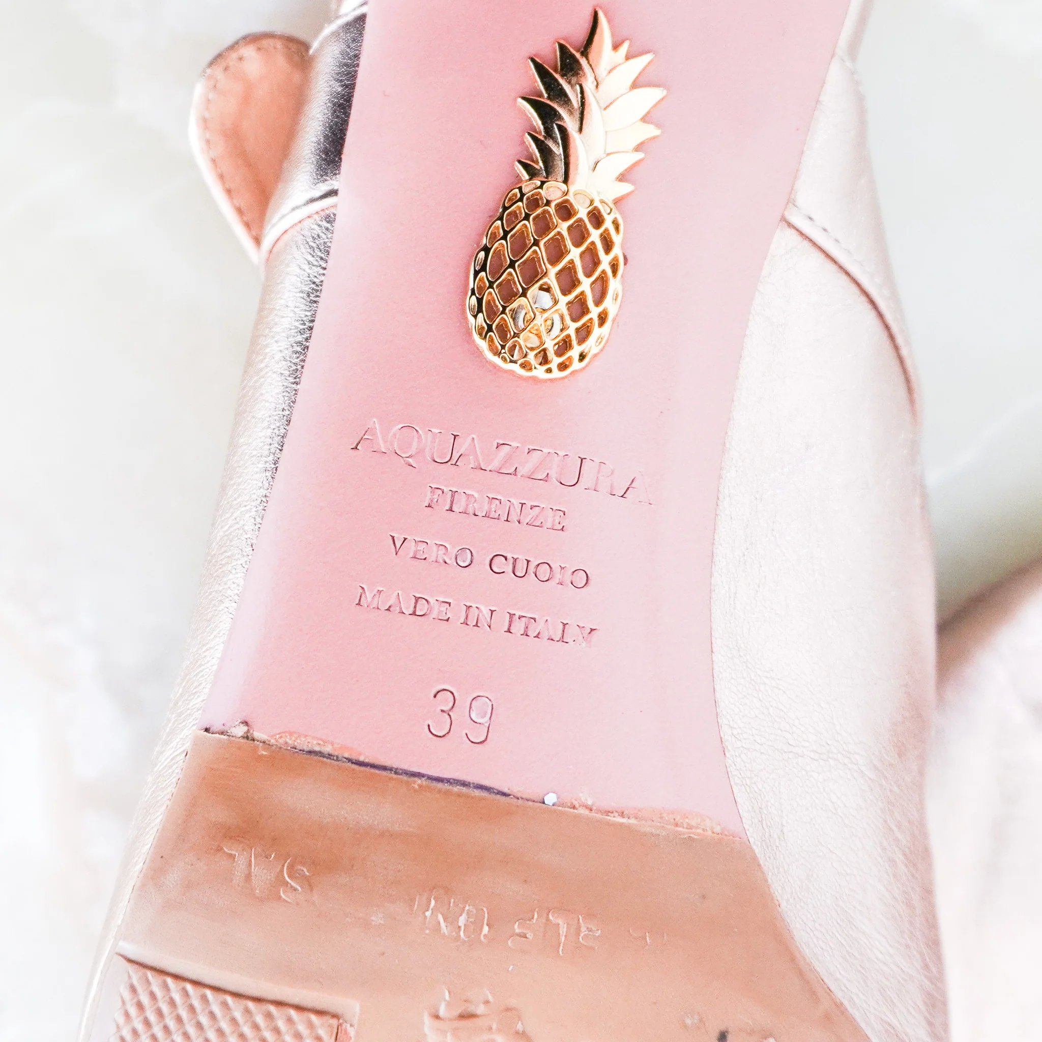 Aquazzura Blossom Point-Toe Mules in Rose Gold RRP £430 | Authentic Preloved - Image 5