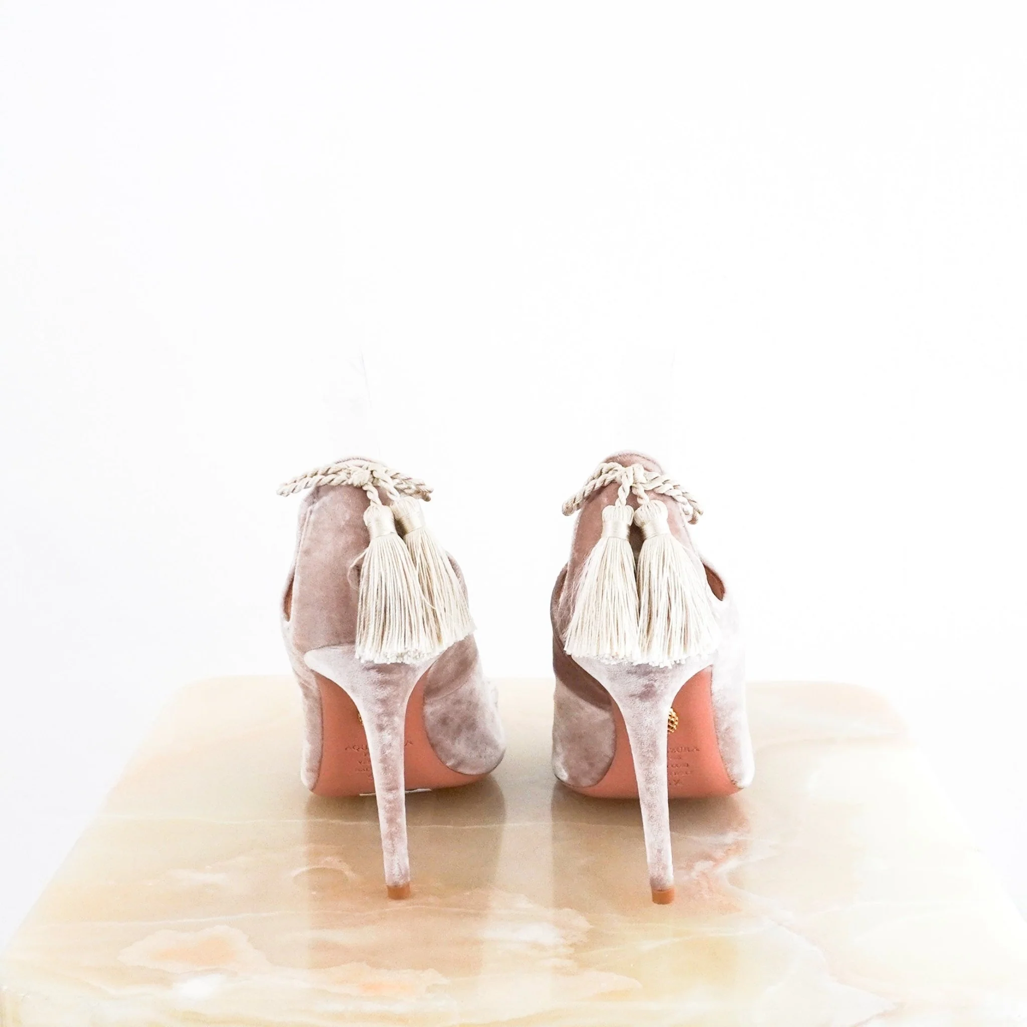 Aquazzura Nude Velvet Tassel Pump RRP £430 | Authentic Preloved - Image 3
