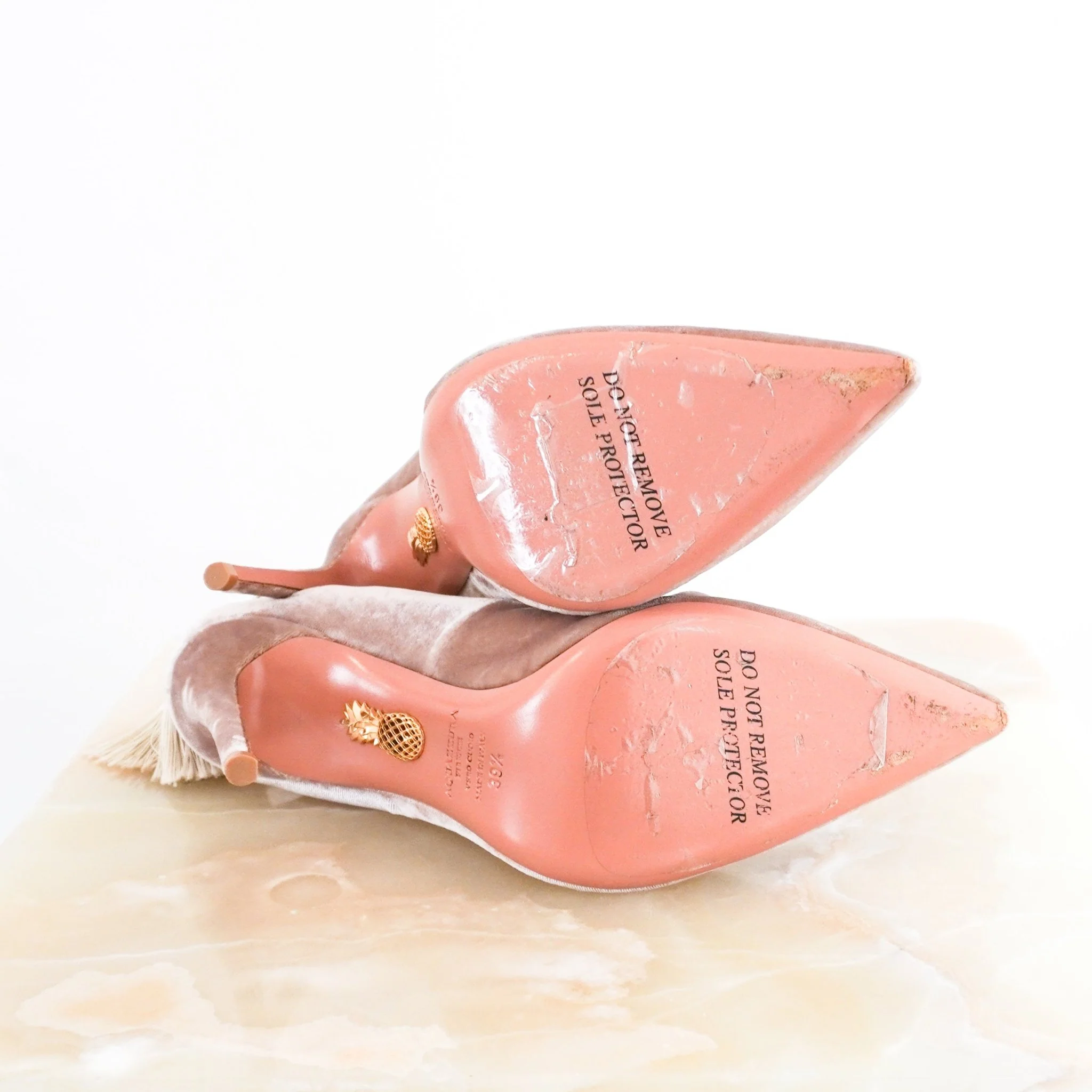 Aquazzura Nude Velvet Tassel Pump RRP £430 | Authentic Preloved - Image 4