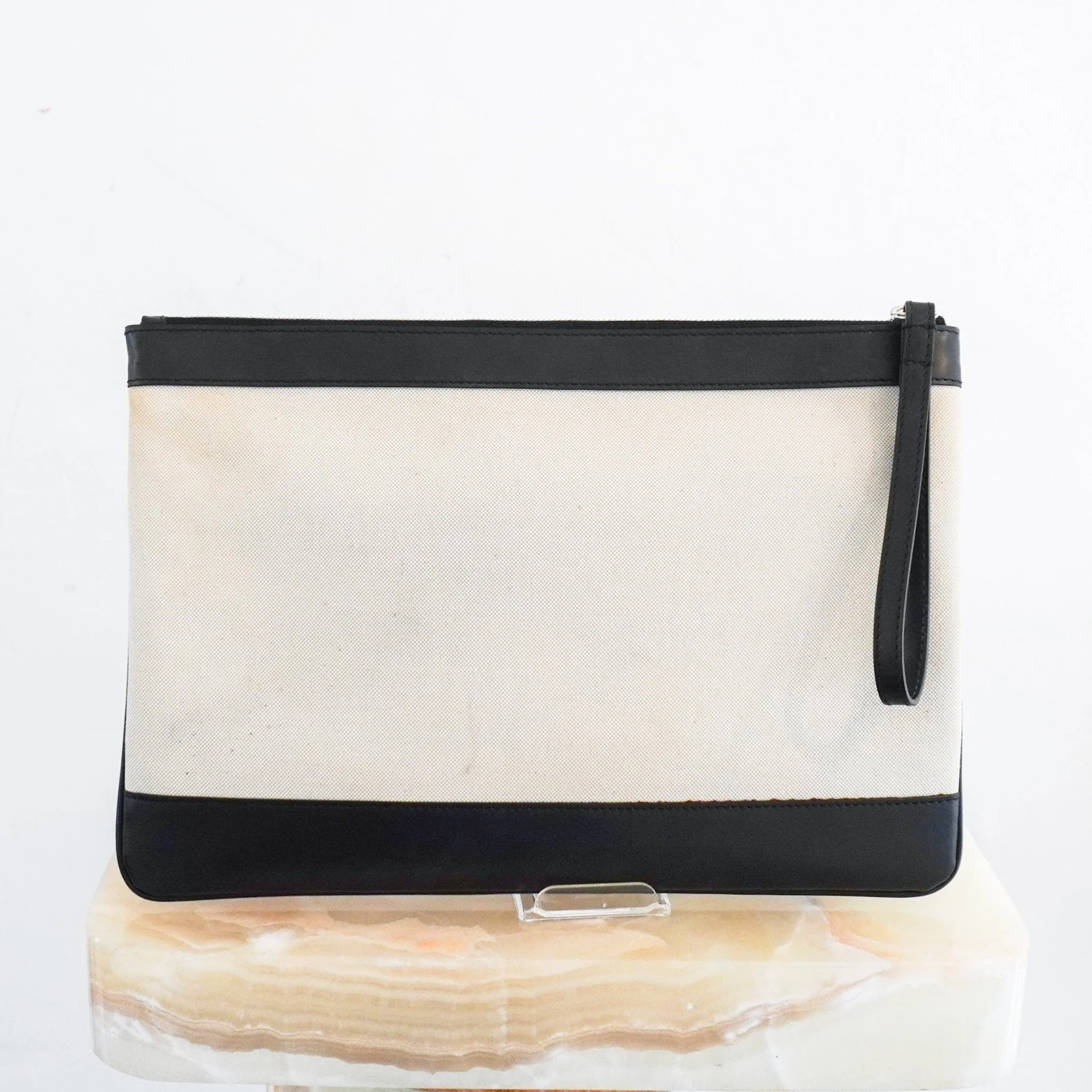 Balenciaga Canvas and Leather Clutch RRP £730 | Authentic Preloved - Image 6