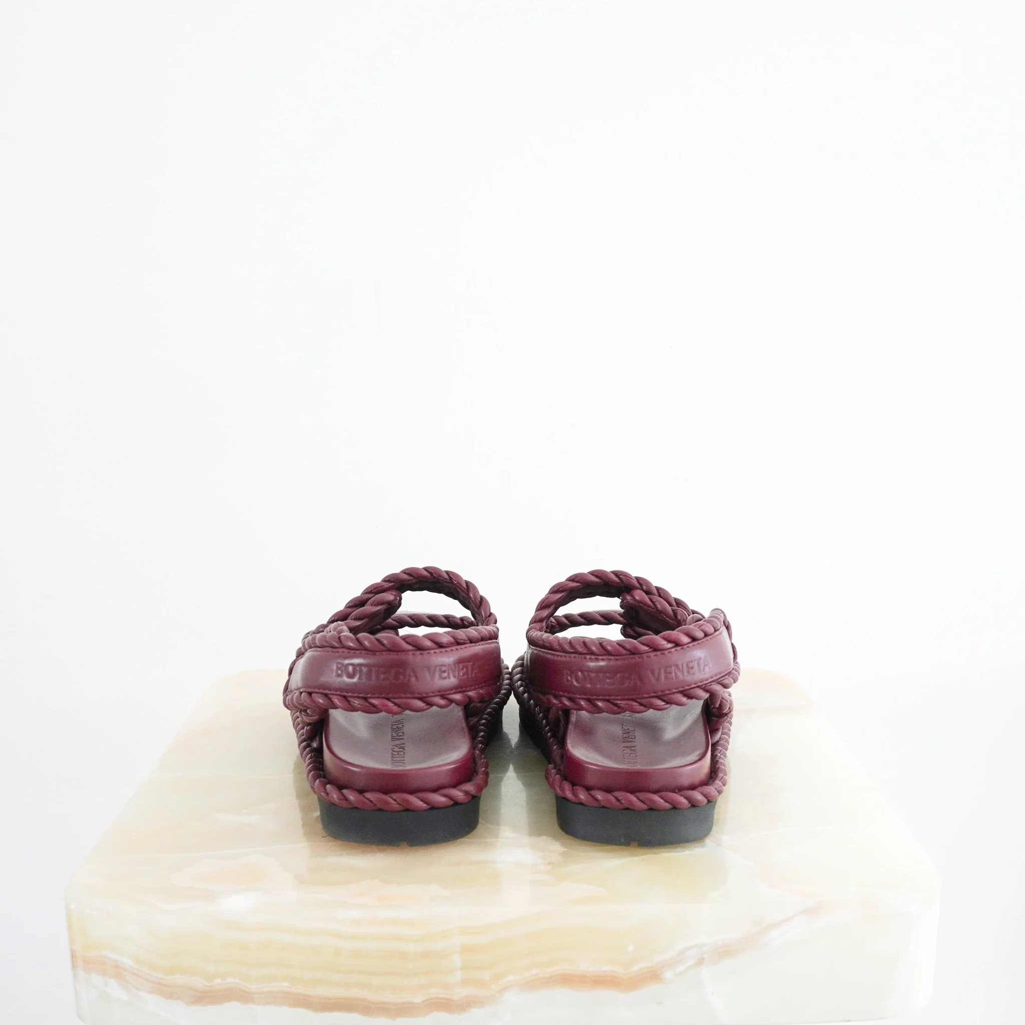 Bottega Veneta Burgundy Braided Jack Flat Sandals RRP £800 | Authentic Preloved - Image 3