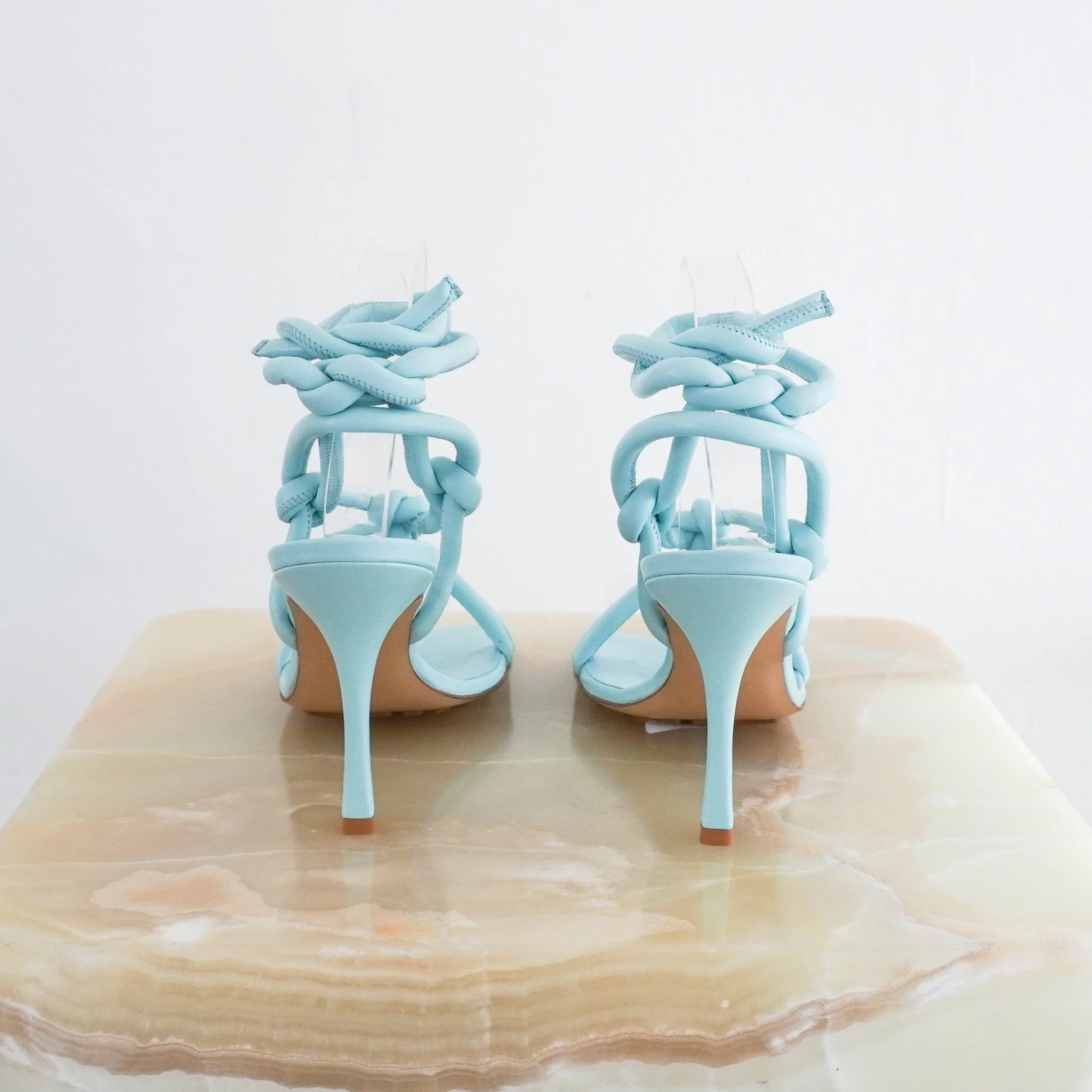 Bottega Veneta Dream Knotted Leather Sandals in Baby Blue RRP £740 | Authentic Preloved - Image 3