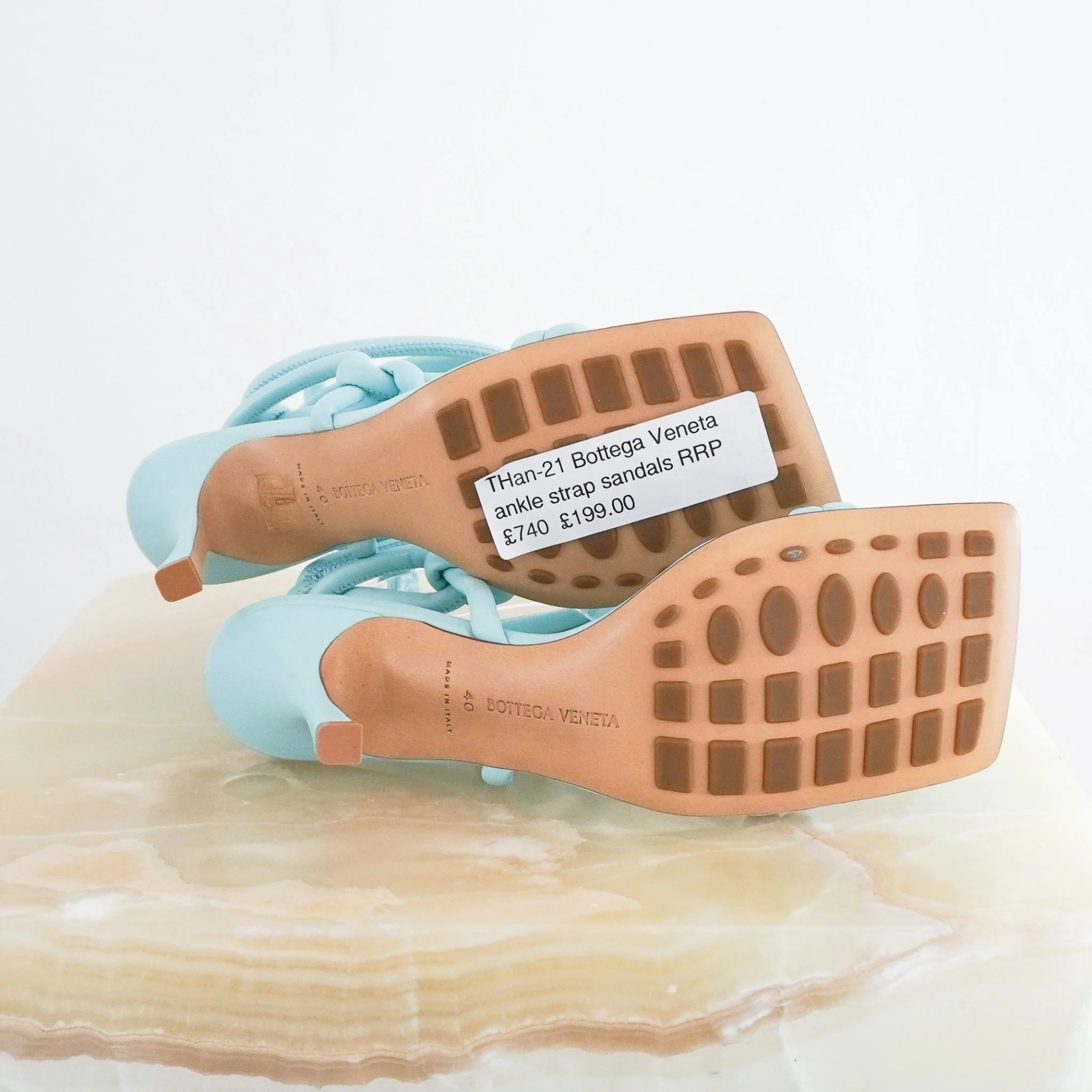 Bottega Veneta Dream Knotted Leather Sandals in Baby Blue RRP £740 | Authentic Preloved - Image 4