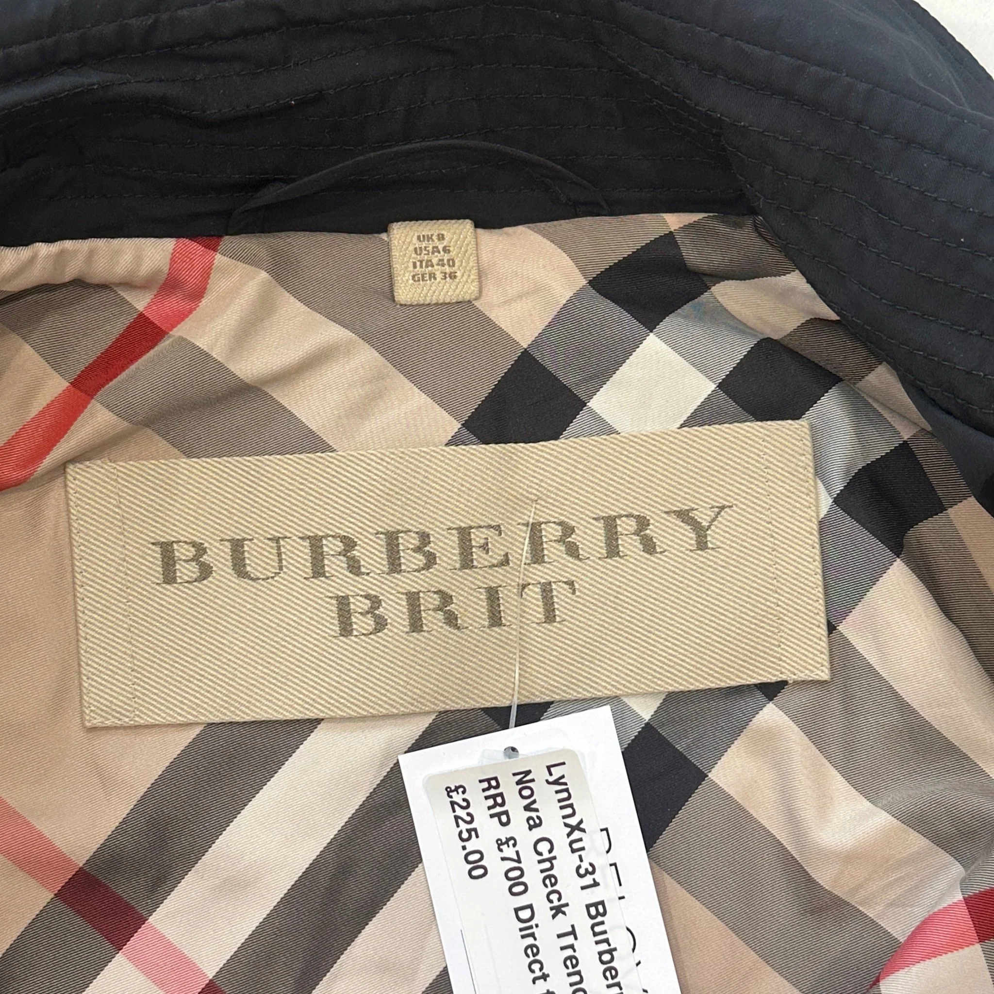 Burberry Brit Black Nova Check Trench Coat RRP £700 | Authentic Preloved - Image 8