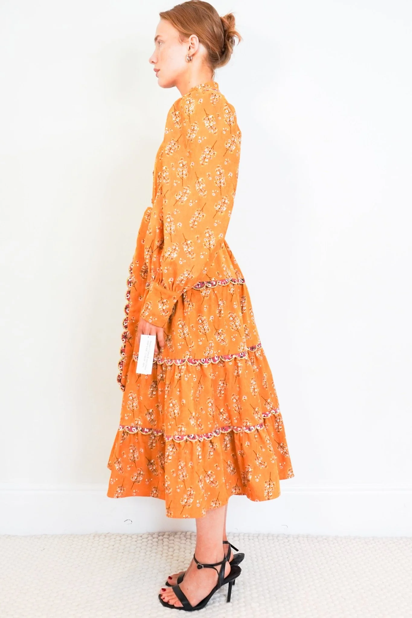 Celia B Yellow Corduroy Midi Dress RRP £400 | Authentic Preloved - Image 2