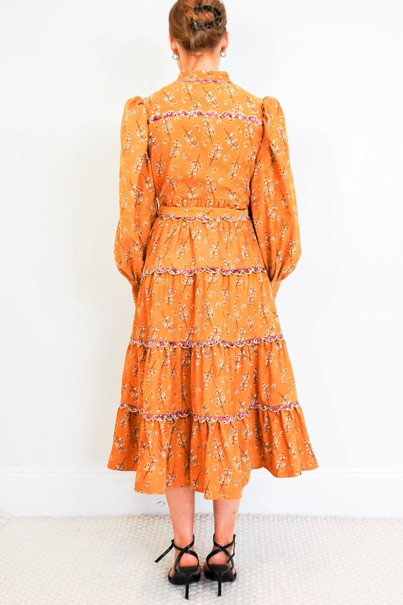 Celia B Yellow Corduroy Midi Dress RRP £400 | Authentic Preloved - Image 3