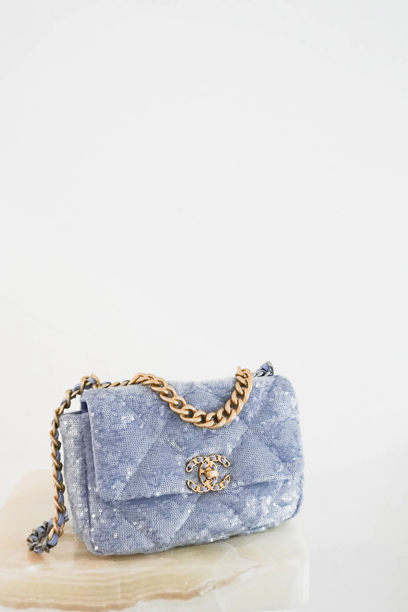 NEW Chanel 19 Blue Sequin Small Single Flap Bag RRP £5500 | Authentic Preloved