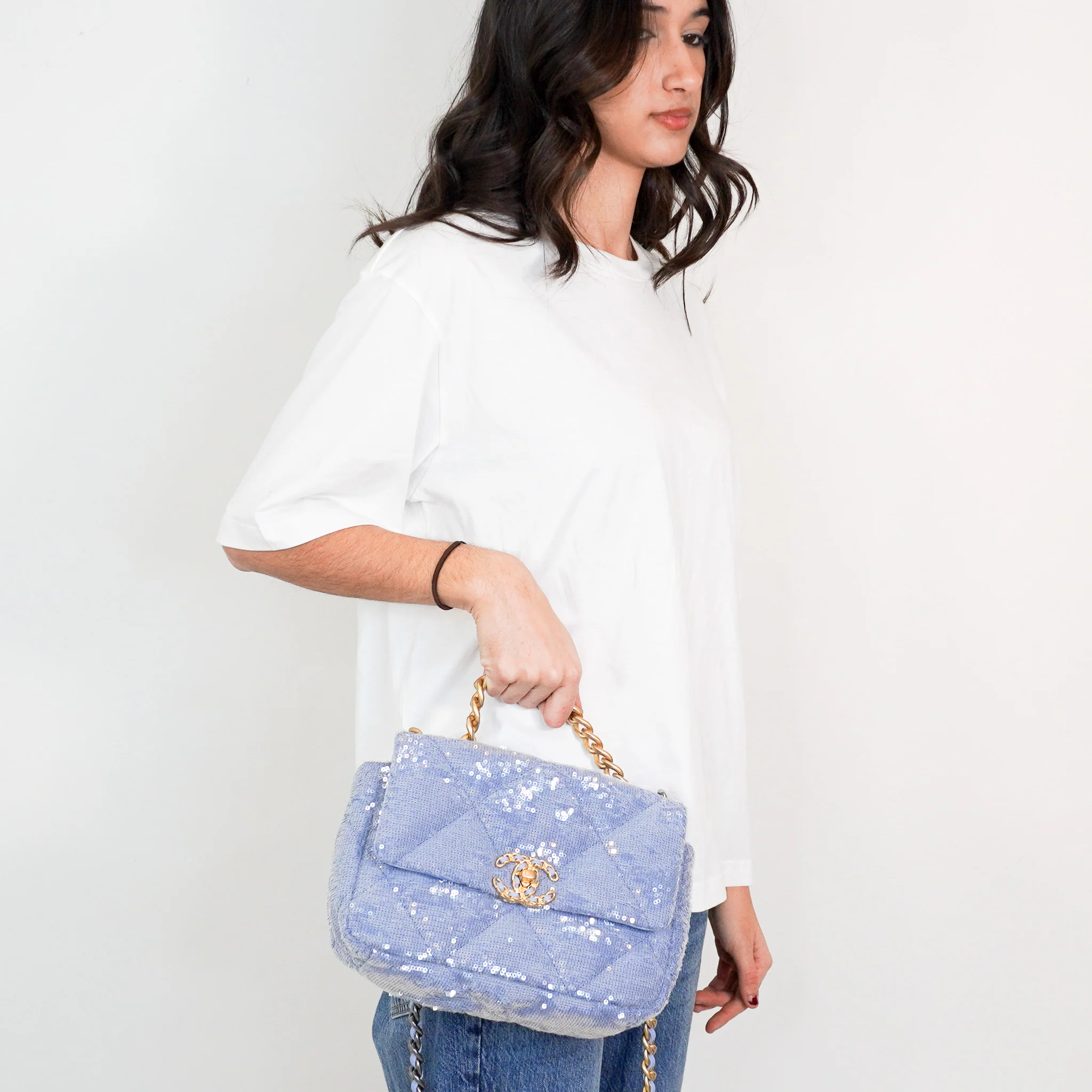 NEW Chanel 19 Blue Sequin Small Single Flap Bag RRP £5500 | Authentic Preloved - Image 10