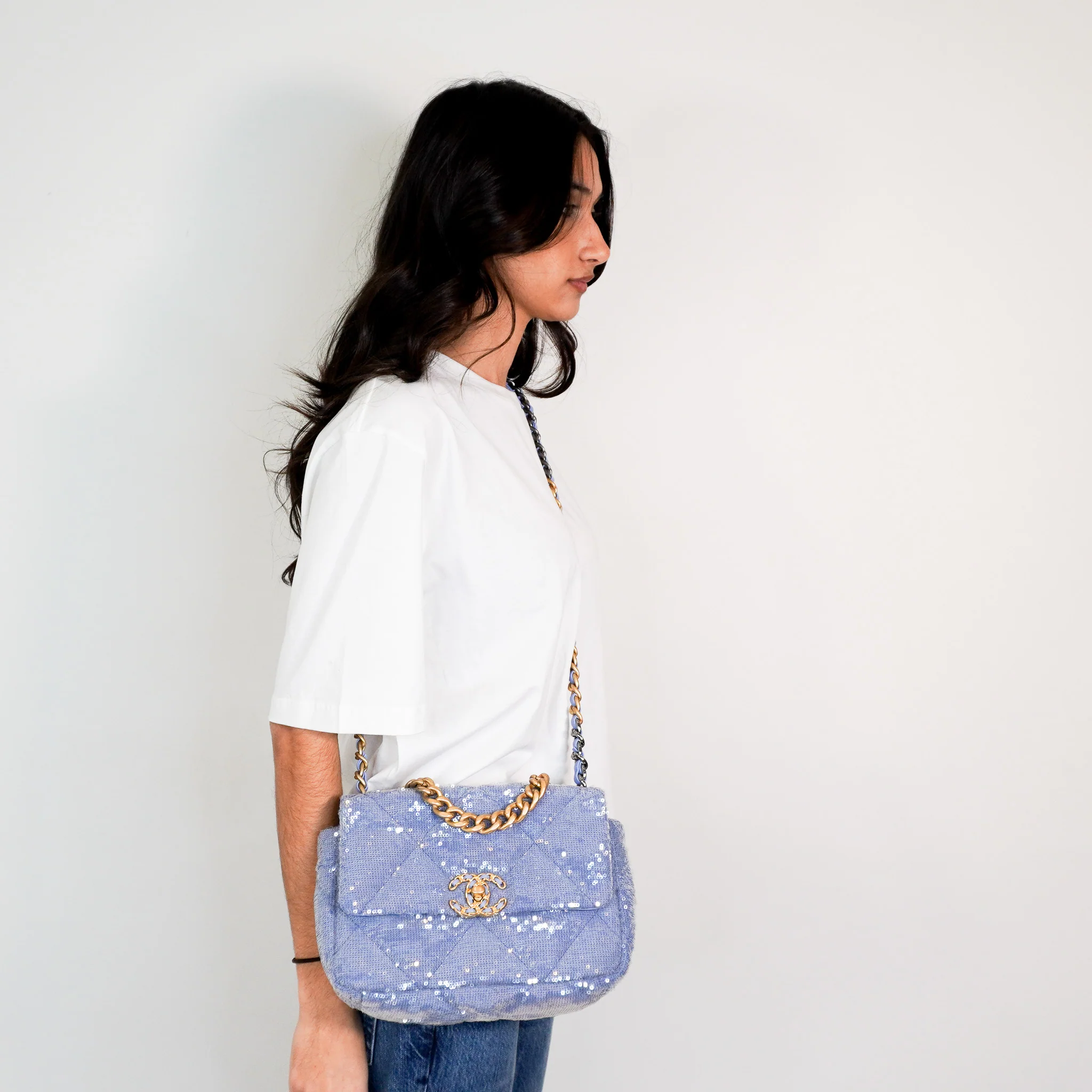 NEW Chanel 19 Blue Sequin Small Single Flap Bag RRP £5500 | Authentic Preloved - Image 11