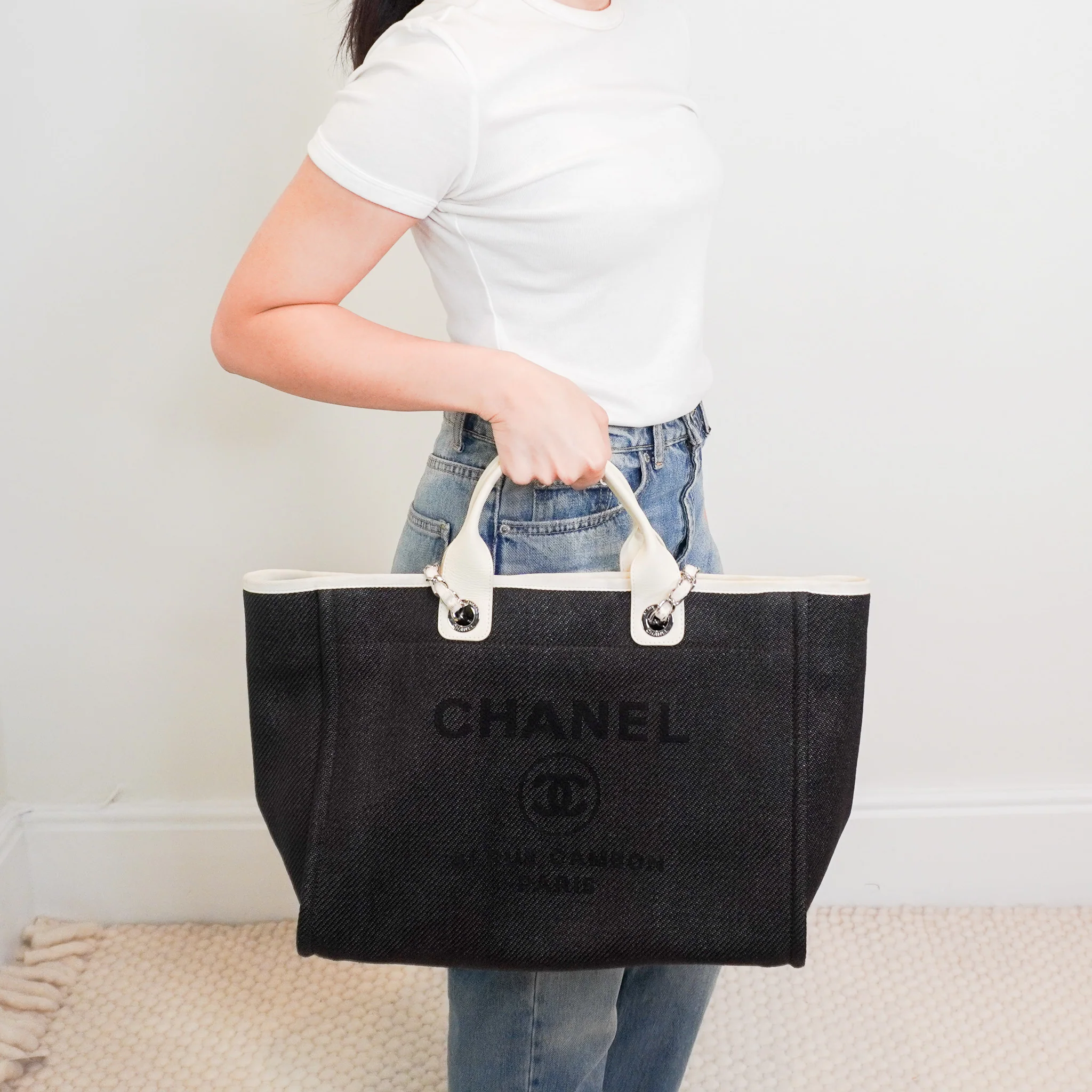 Chanel Black and White Canvas Deauville Tote Bag RRP £3800 | Authentic Preloved - Image 13