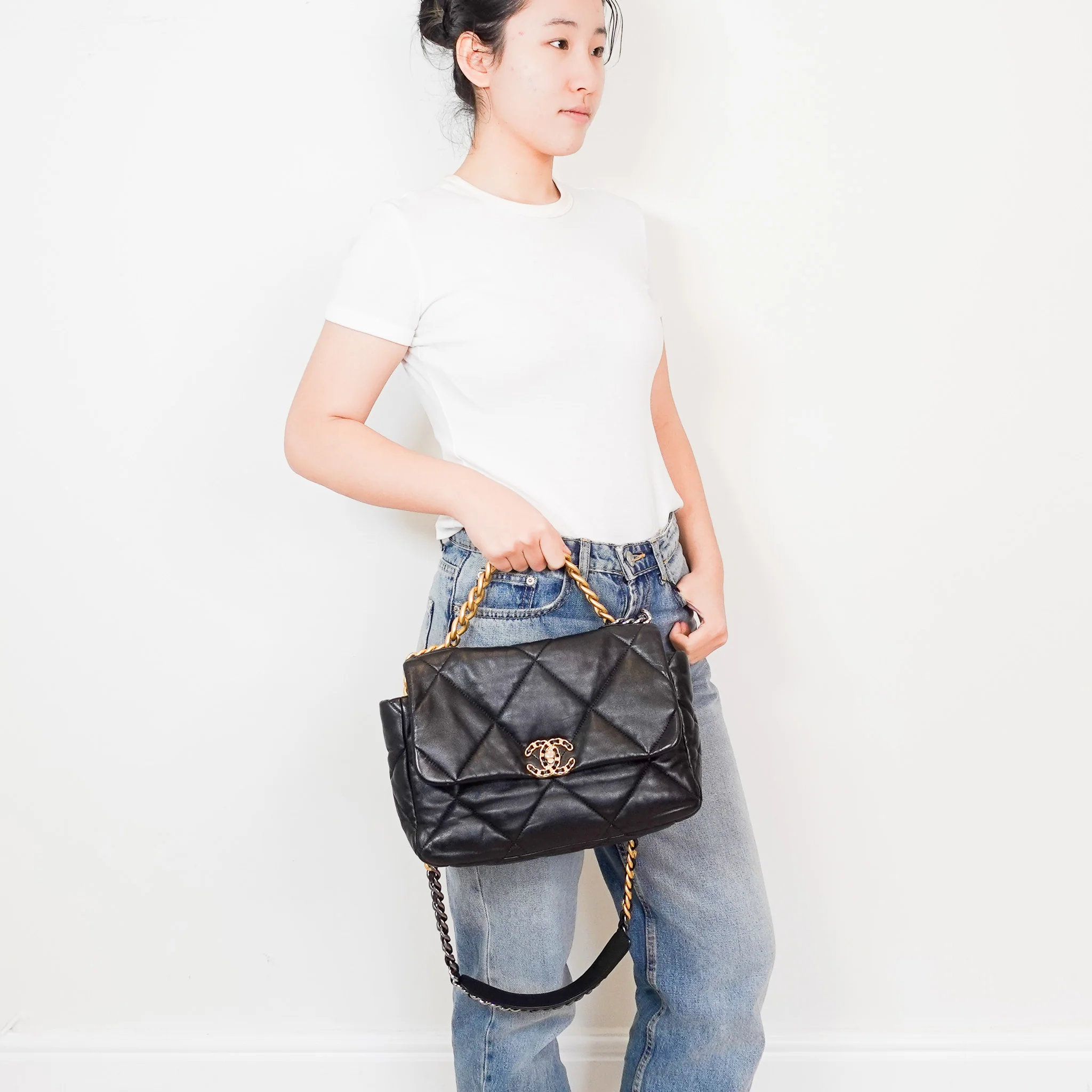 Chanel Black Lambskin Maxi 19 Single Flap Bag RRP £6100 | Authentic Preloved - Image 9