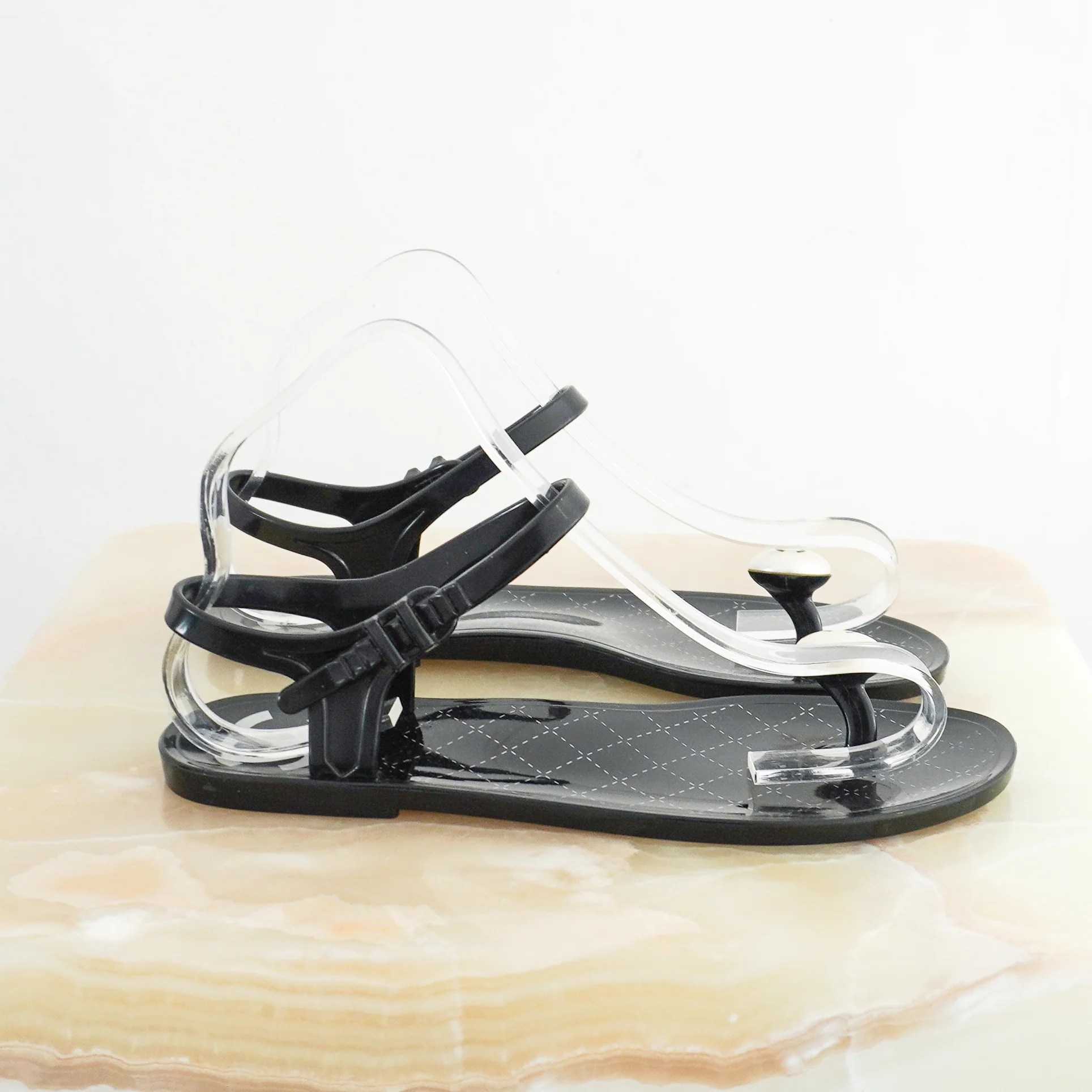 Chanel Black Pearl Jelly Sandals (RRP £1000) | Authentic Preloved - Image 2