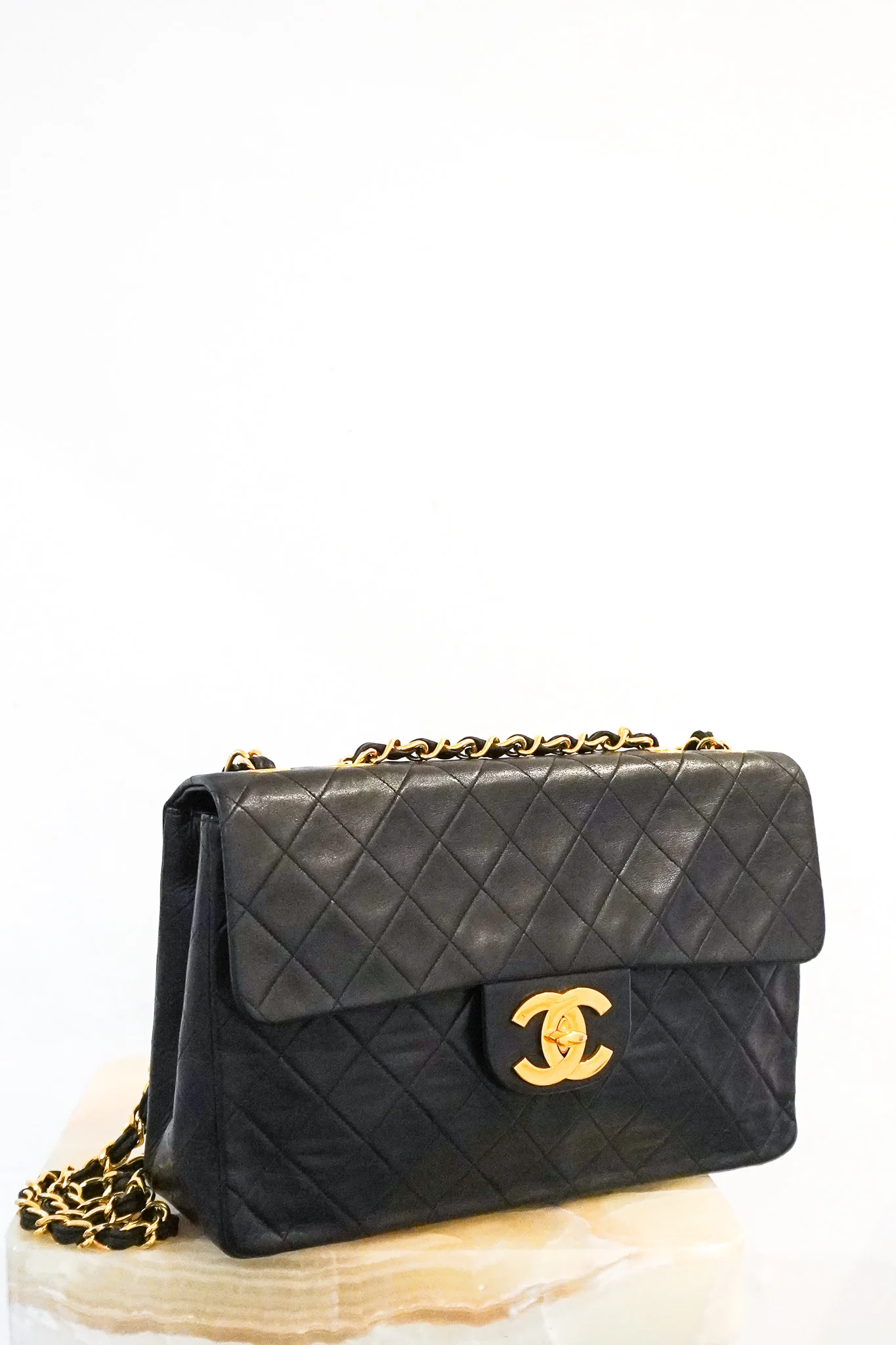 Chanel Black Quilted Lambskin Leather Vintage Maxi Jumbo XL | Authentic Preloved