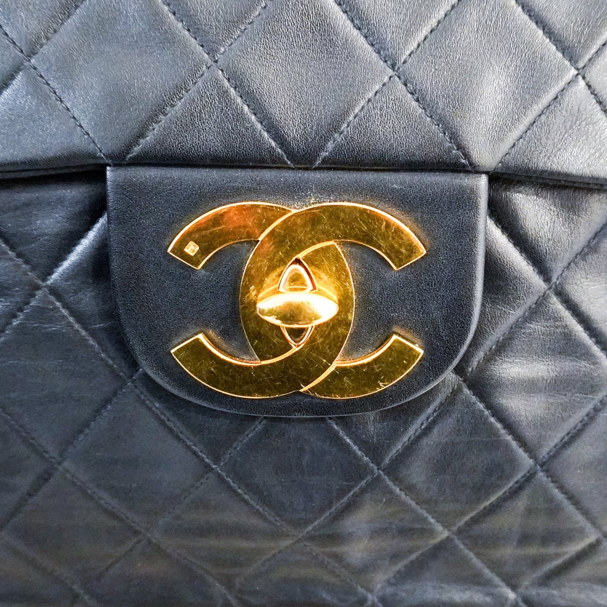 Chanel Black Quilted Lambskin Leather Vintage Maxi Jumbo XL | Authentic Preloved - Image 5