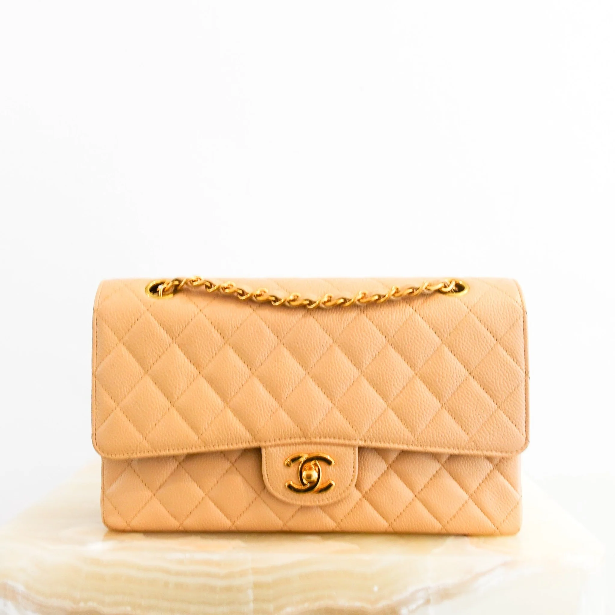 Vintage Chanel Caviar Medium Double Flap Beige Handbag RRP £8.5K | Authentic Preloved - Image 2