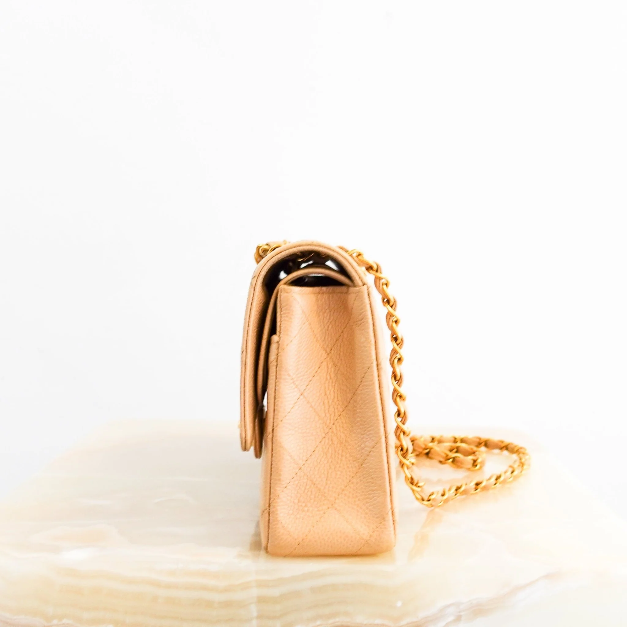 Vintage Chanel Caviar Medium Double Flap Beige Handbag RRP £8.5K | Authentic Preloved - Image 3