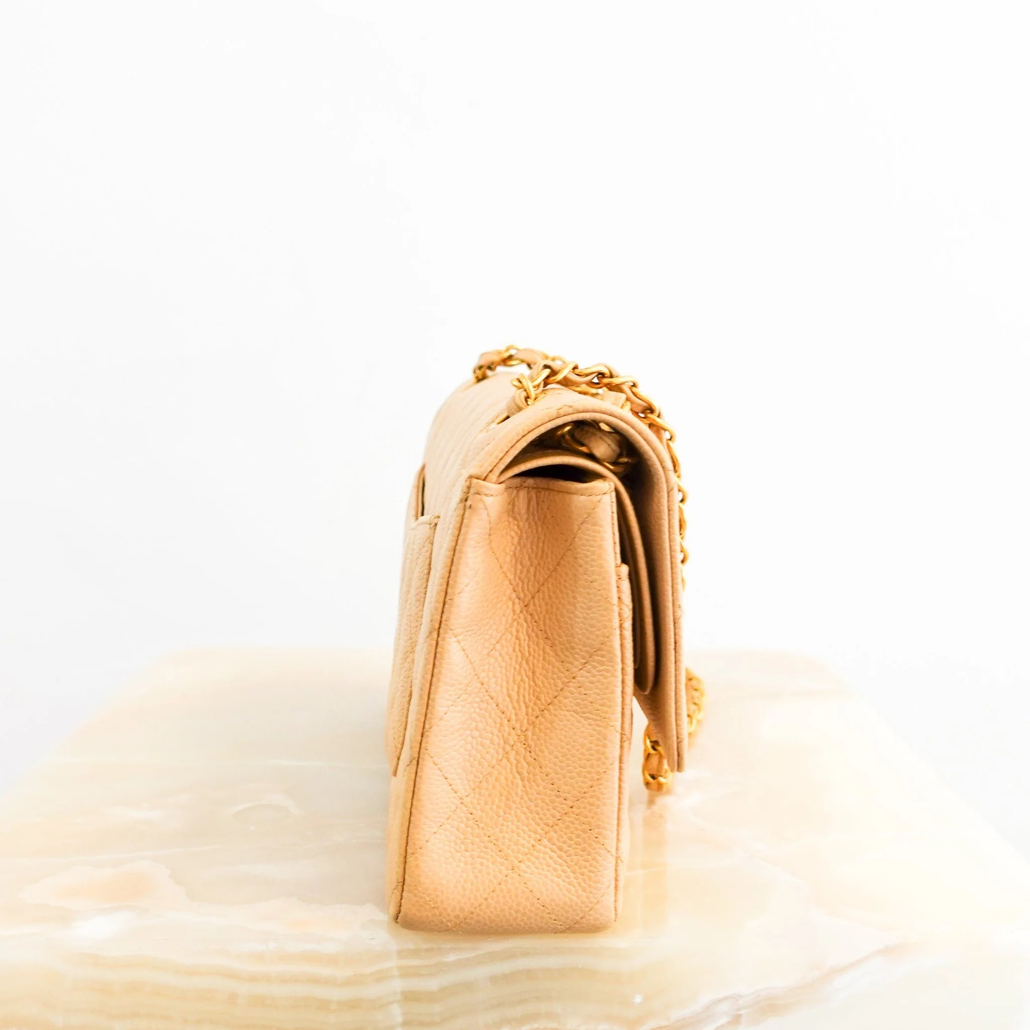 Vintage Chanel Caviar Medium Double Flap Beige Handbag RRP £8.5K | Authentic Preloved - Image 5