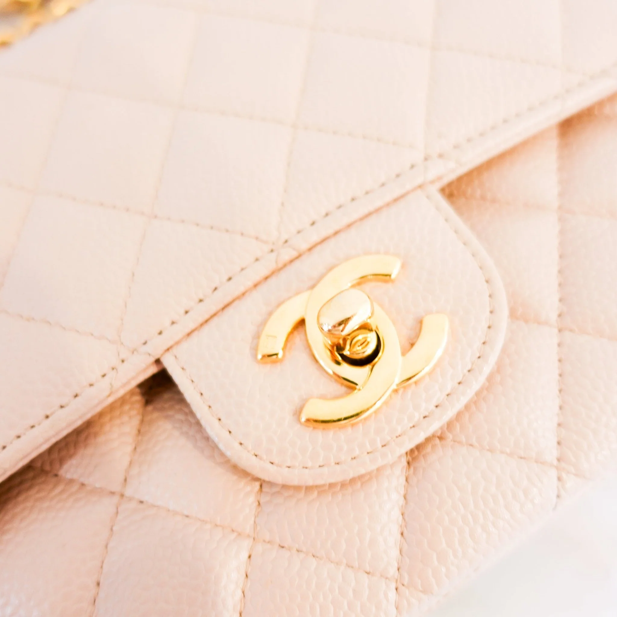 Vintage Chanel Caviar Medium Double Flap Beige Handbag RRP £8.5K | Authentic Preloved - Image 7