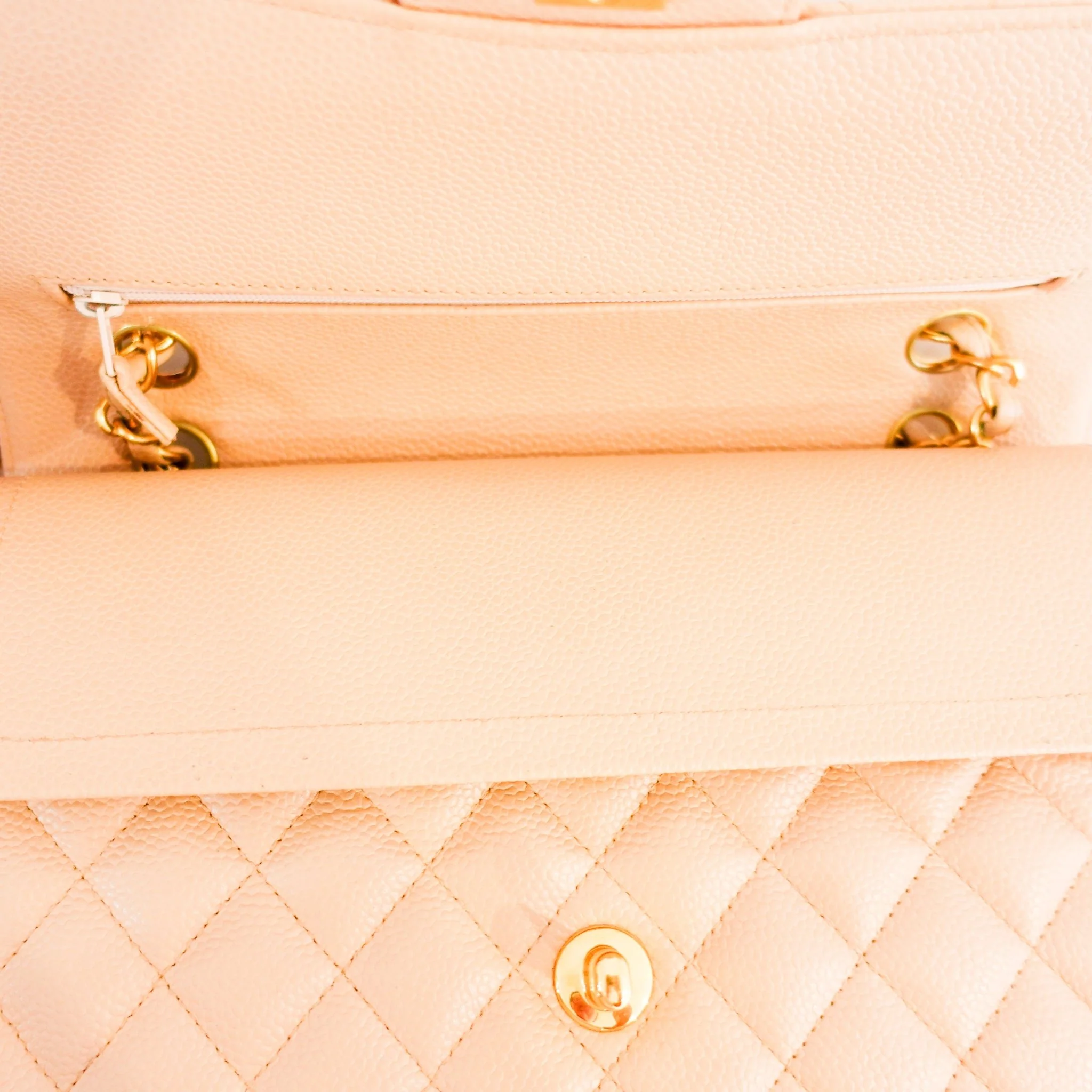 Vintage Chanel Caviar Medium Double Flap Beige Handbag RRP £8.5K | Authentic Preloved - Image 9
