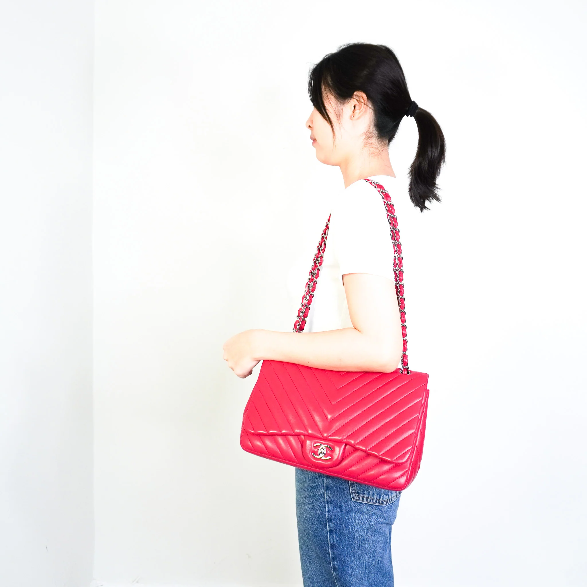 Chanel Chevron Fuchsia Quilted Jumbo Single Flap Bag RRP £9000 | Authentic Preloved - Image 14