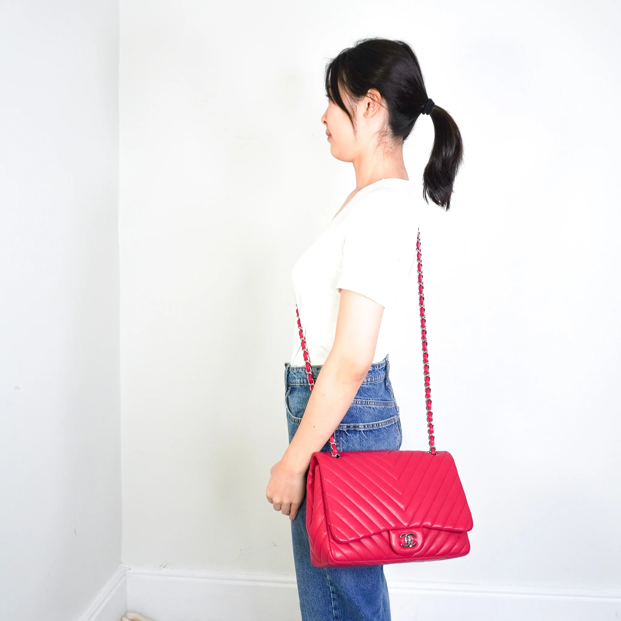 Chanel Chevron Fuchsia Quilted Jumbo Single Flap Bag RRP £9000 | Authentic Preloved - Image 15
