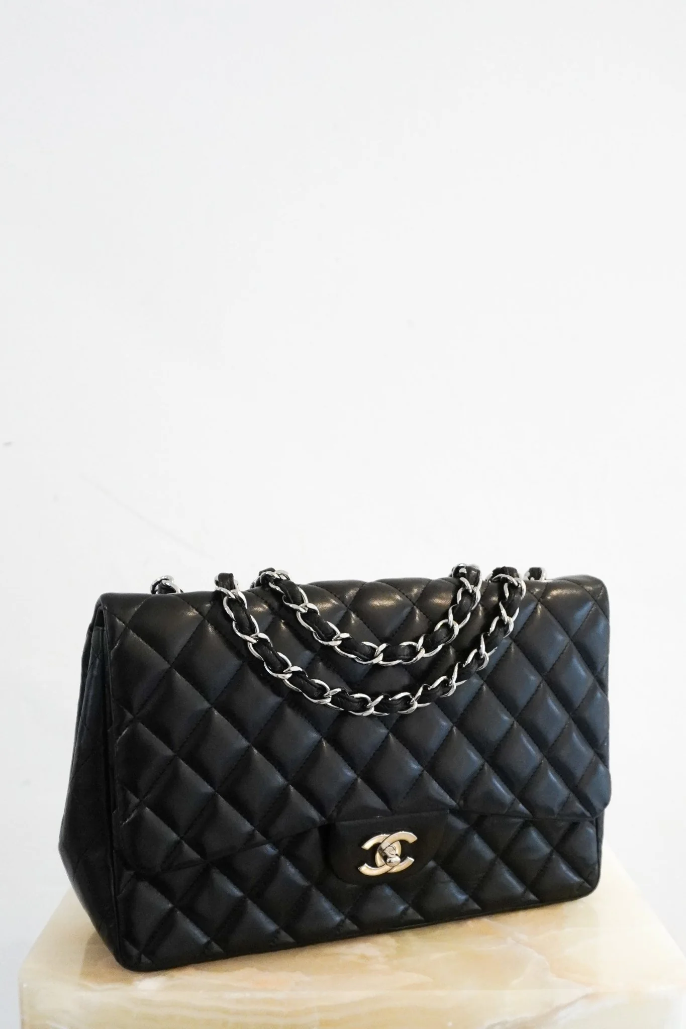 Chanel Jumbo Lambskin Classic Single Flap Bag Black RRP £10k | Authentic Preloved
