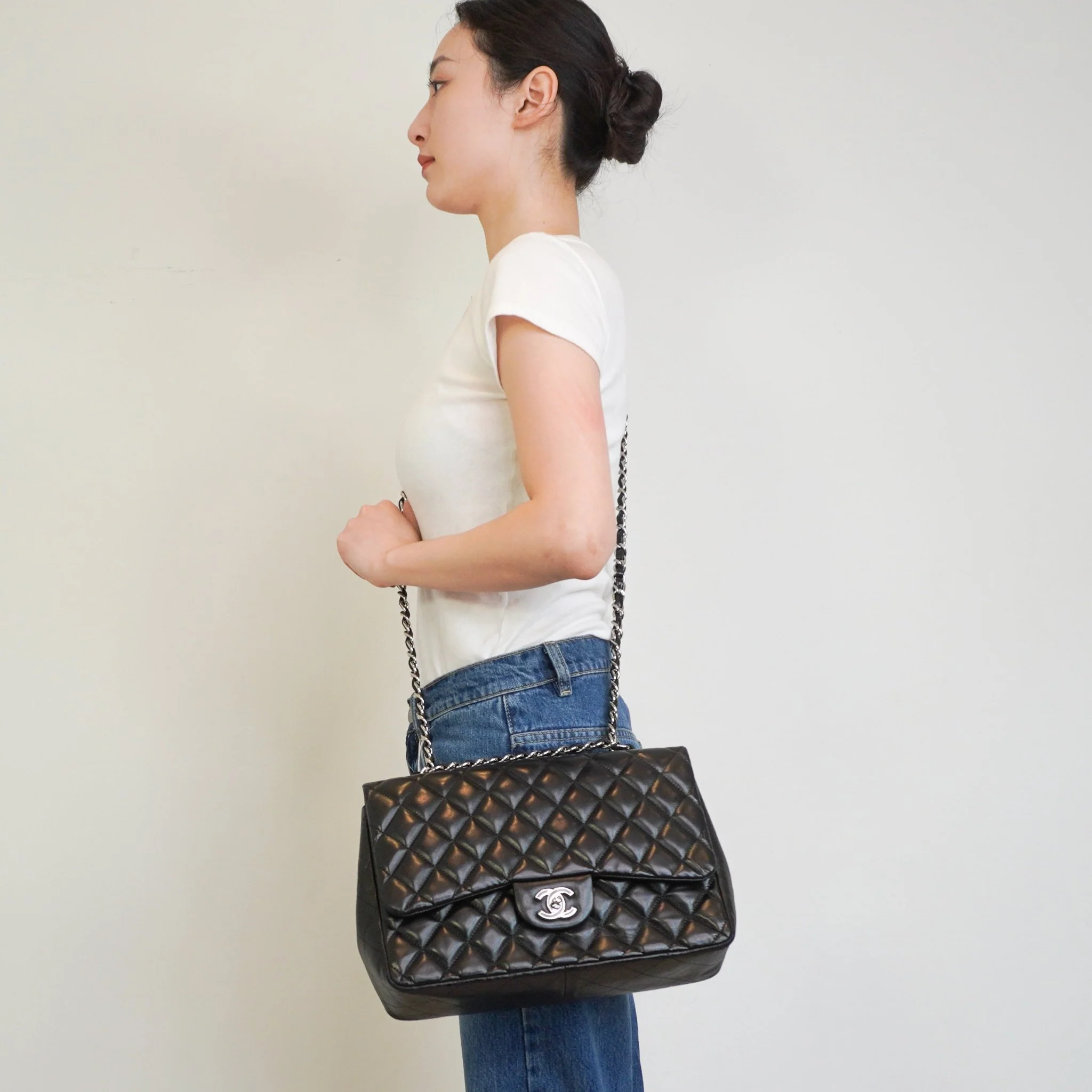 Chanel Jumbo Lambskin Classic Single Flap Bag Black RRP £10k | Authentic Preloved - Image 14