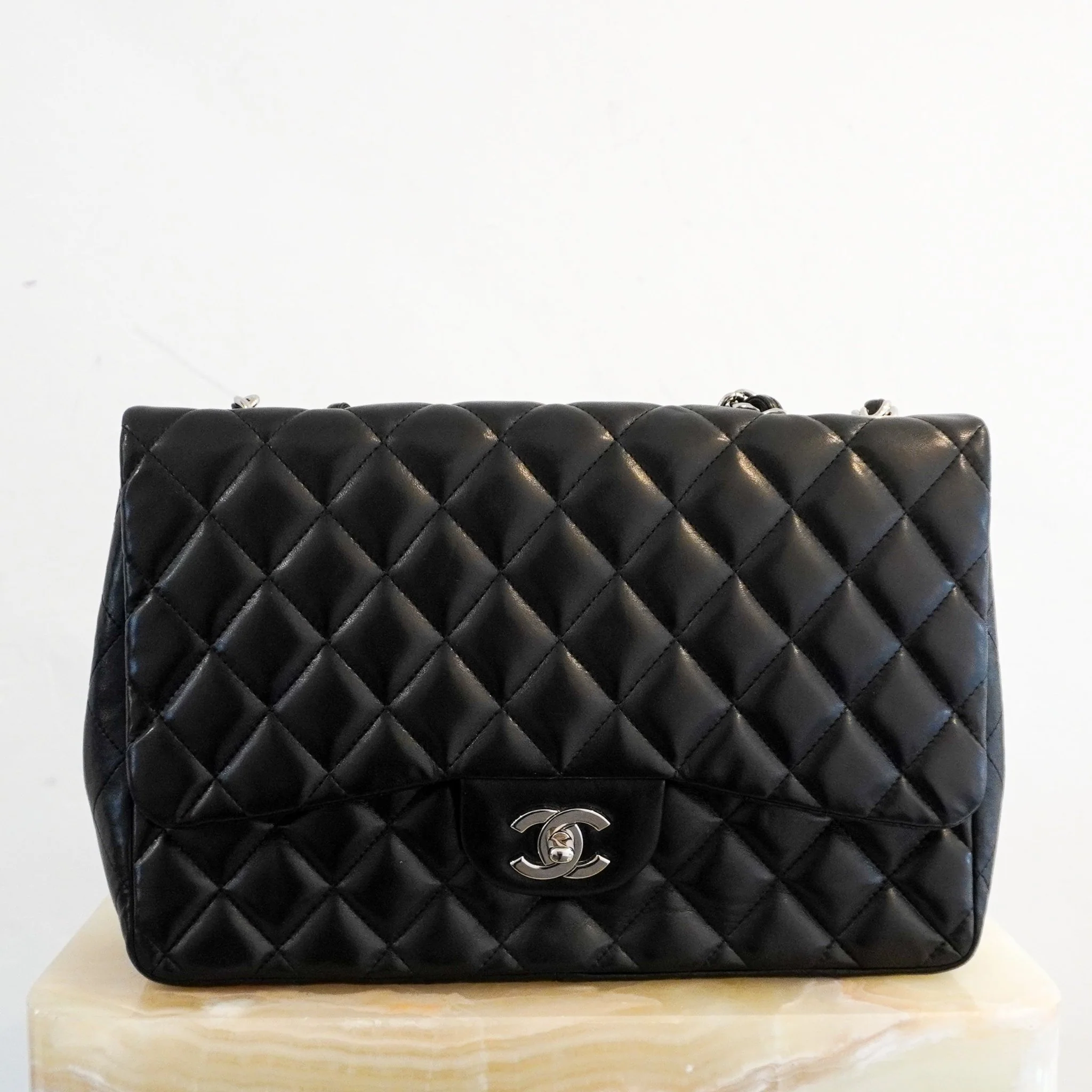 Chanel Jumbo Lambskin Classic Single Flap Bag Black RRP £10k | Authentic Preloved - Image 3