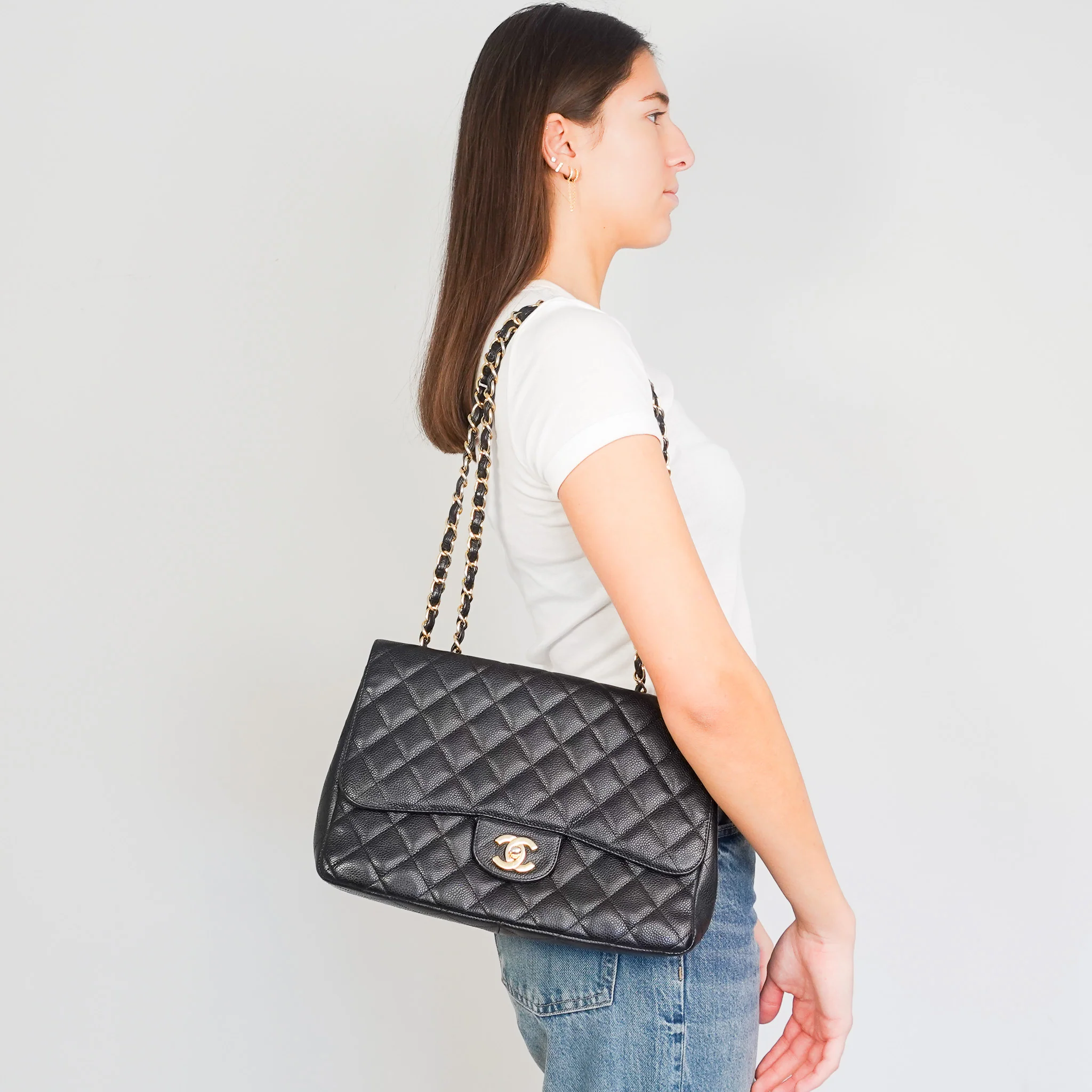 Chanel Jumbo Caviar Classic Single Flap Bag RRP £9500 | Authentic Preloved - Image 9