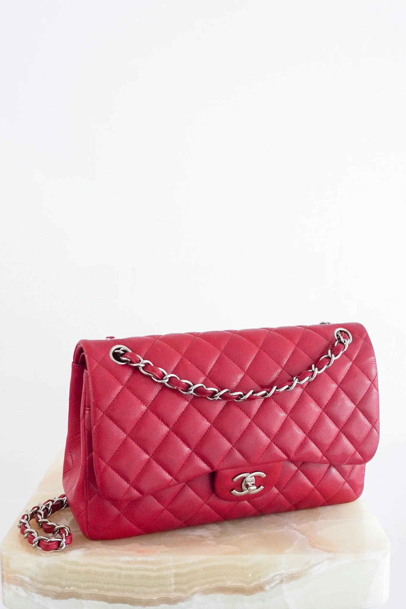 Chanel Jumbo Caviar Double Flap Bag in Red RRP £10,000  | Authentic Preloved