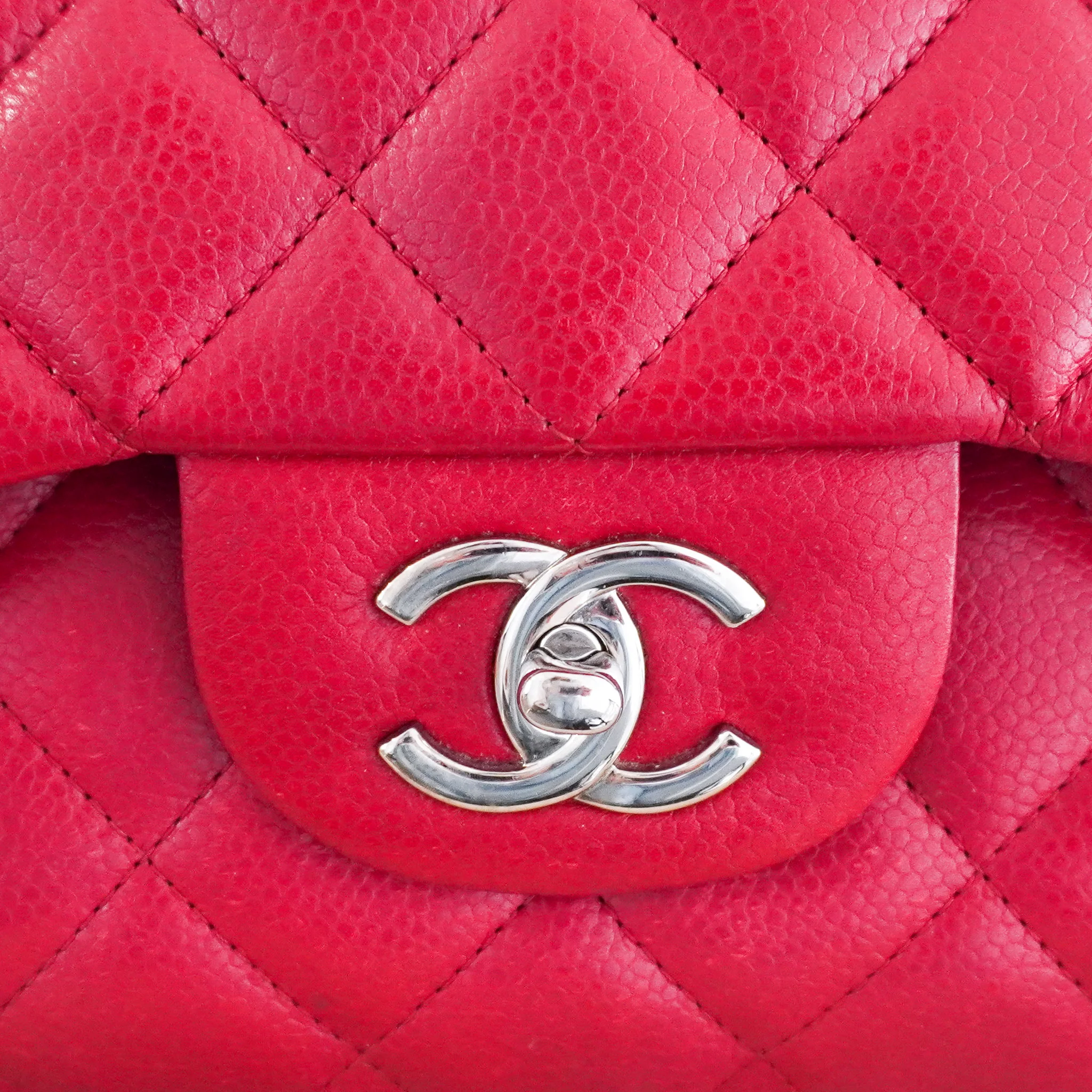 Chanel Jumbo Caviar Double Flap Bag in Red RRP £10,000  | Authentic Preloved - Image 10