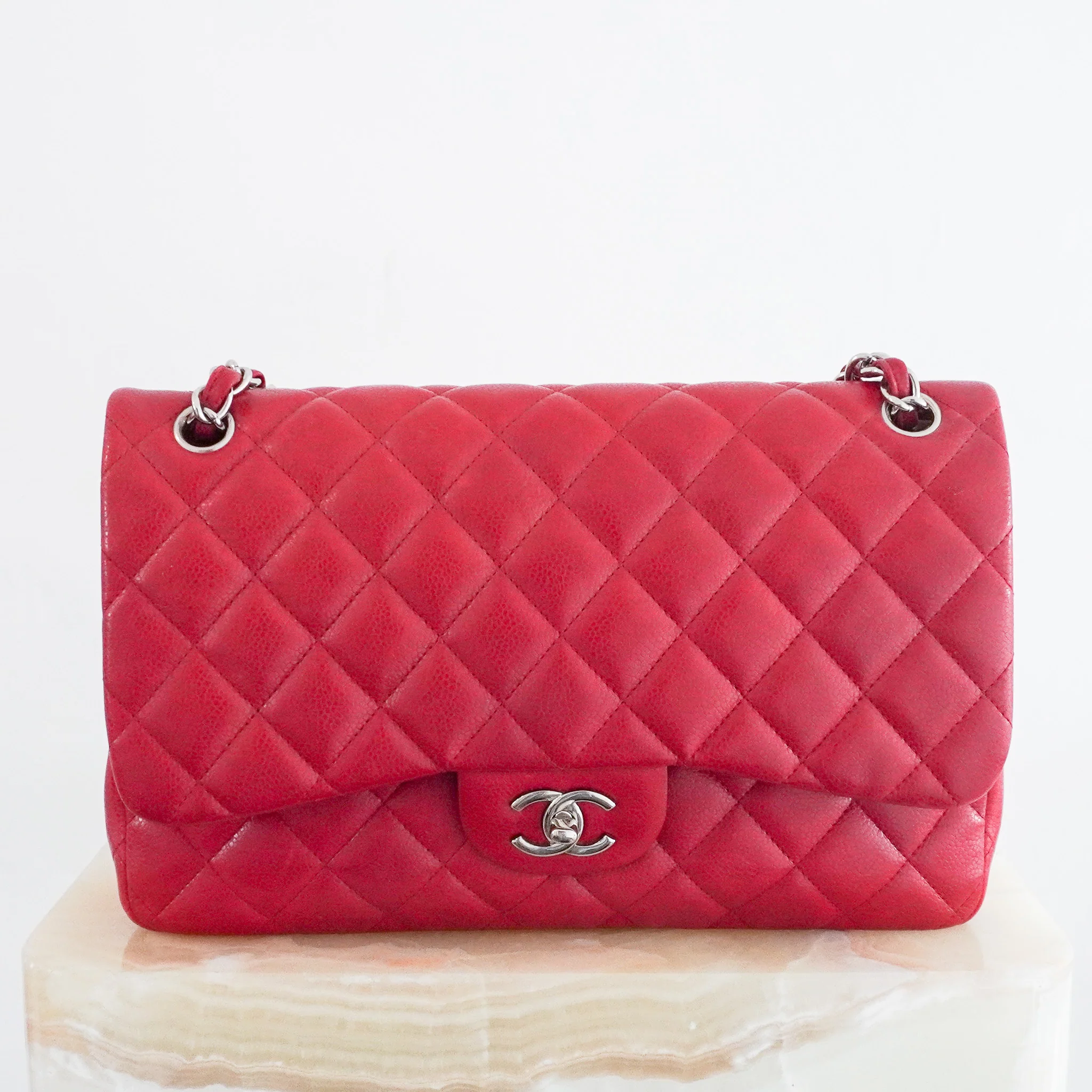 Chanel Jumbo Caviar Double Flap Bag in Red RRP £10,000  | Authentic Preloved - Image 3