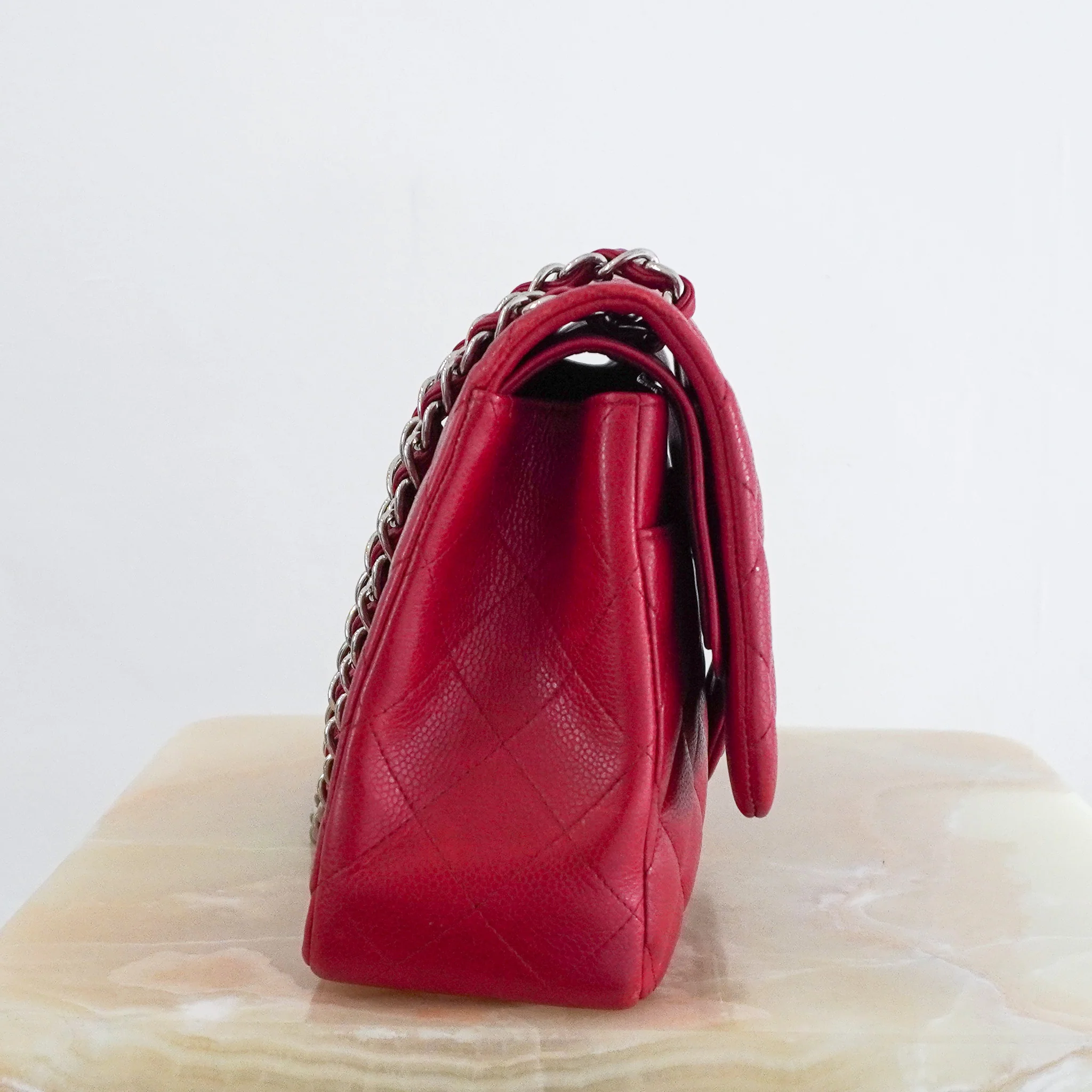 Chanel Jumbo Caviar Double Flap Bag in Red RRP £10,000  | Authentic Preloved - Image 4