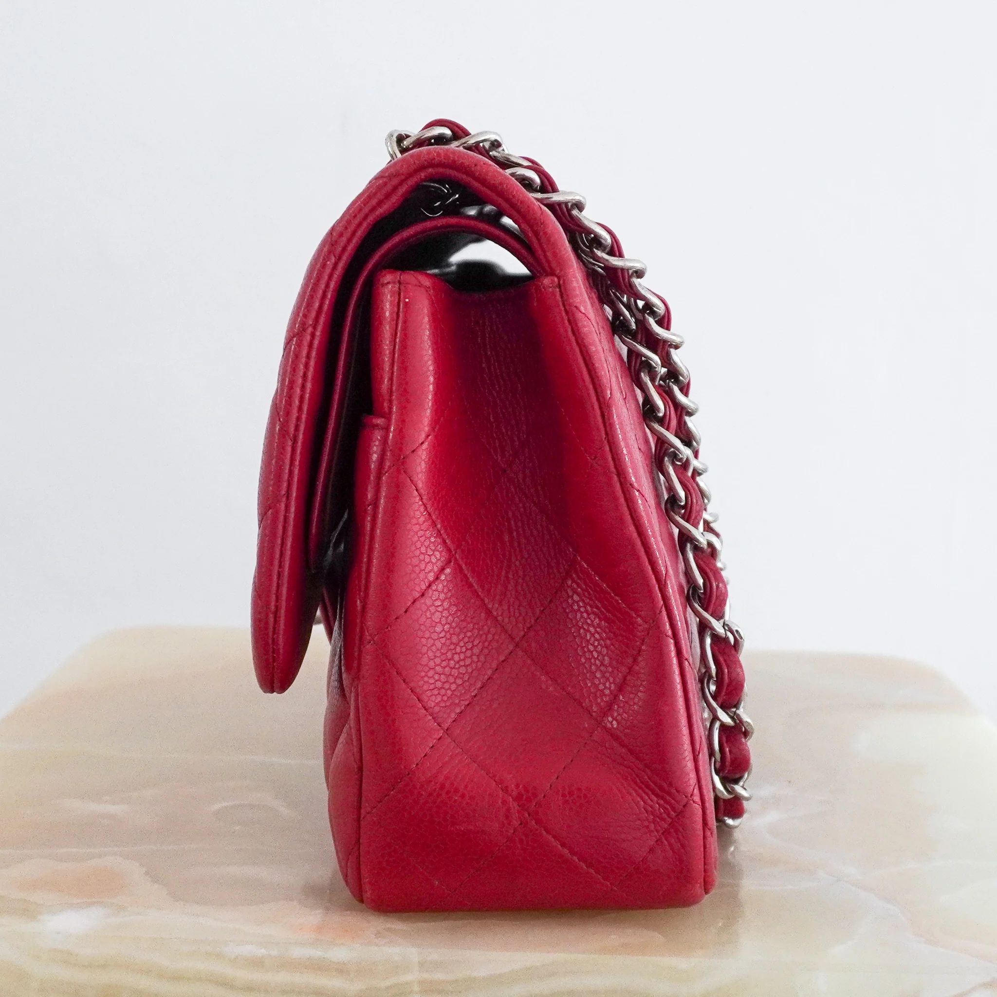 Chanel Jumbo Caviar Double Flap Bag in Red RRP £10,000  | Authentic Preloved - Image 7