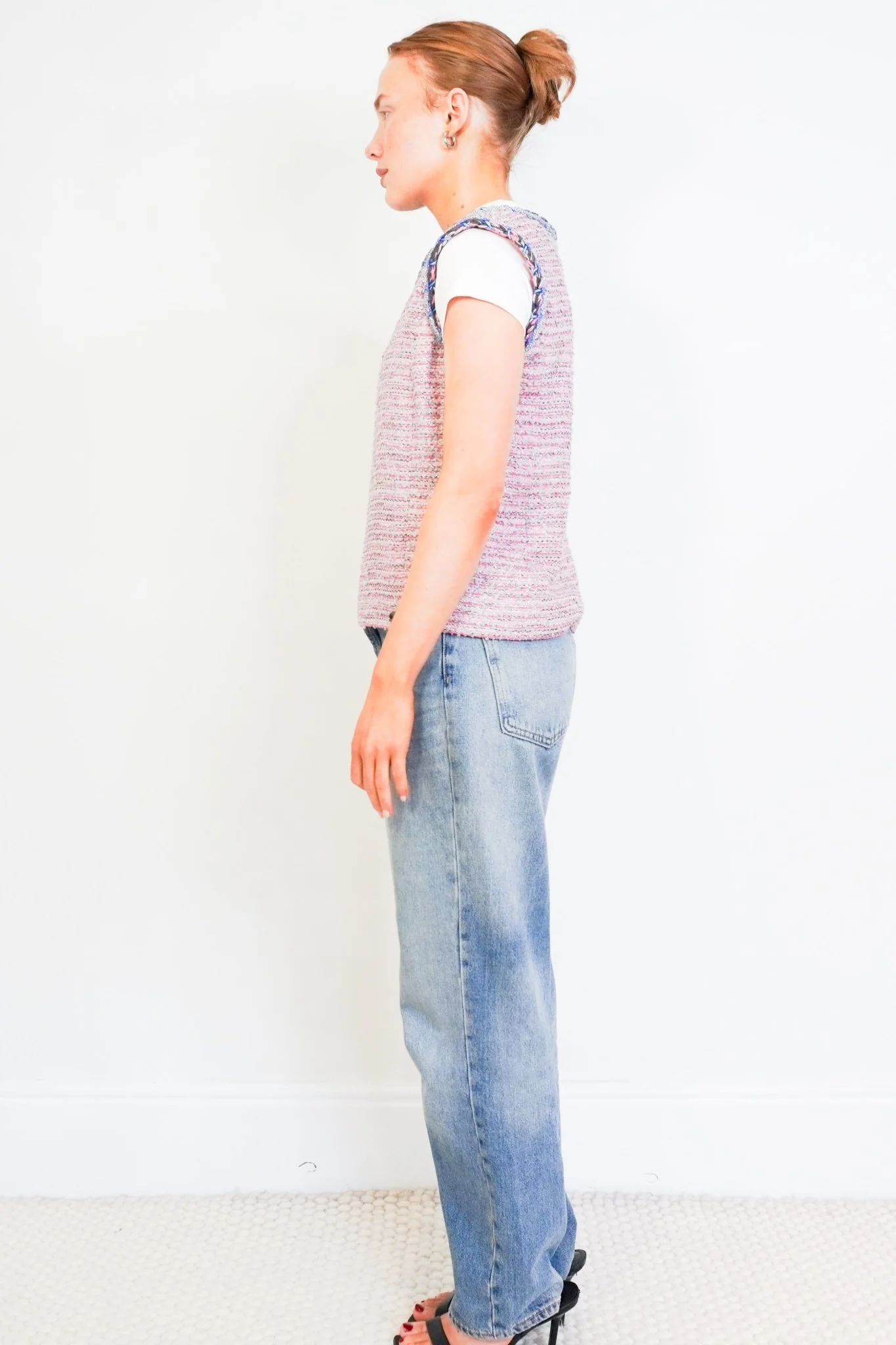 Chanel Karl Lagerfeld Pink Sleeveless Tweed Top 2014 Collection RRP £1000 | Authentic Preloved - Image 3
