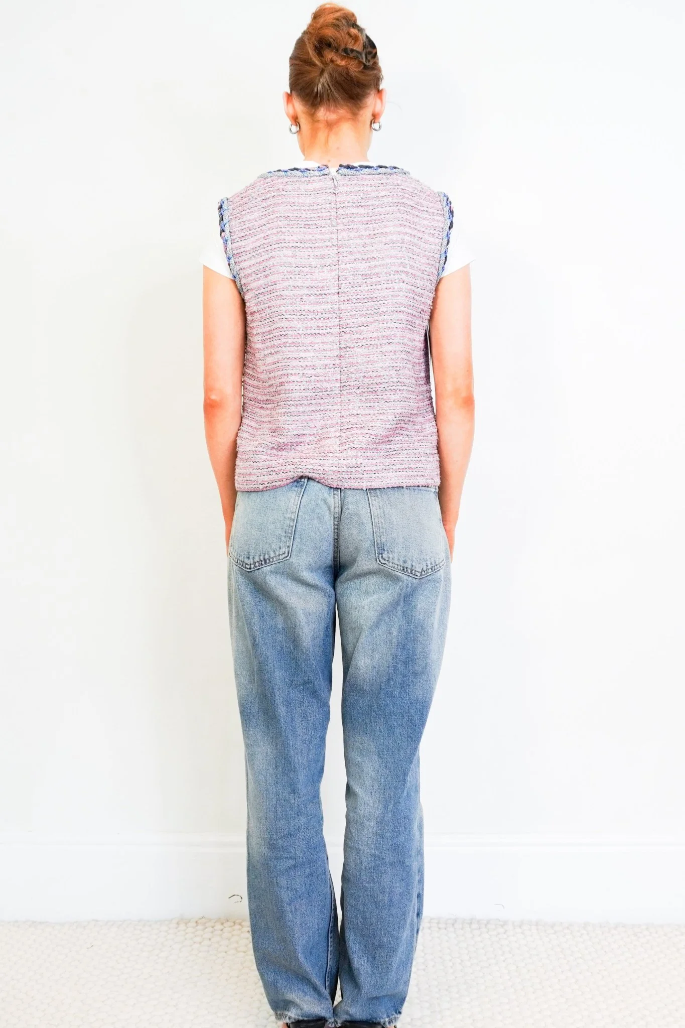 Chanel Karl Lagerfeld Pink Sleeveless Tweed Top 2014 Collection RRP £1000 | Authentic Preloved - Image 4