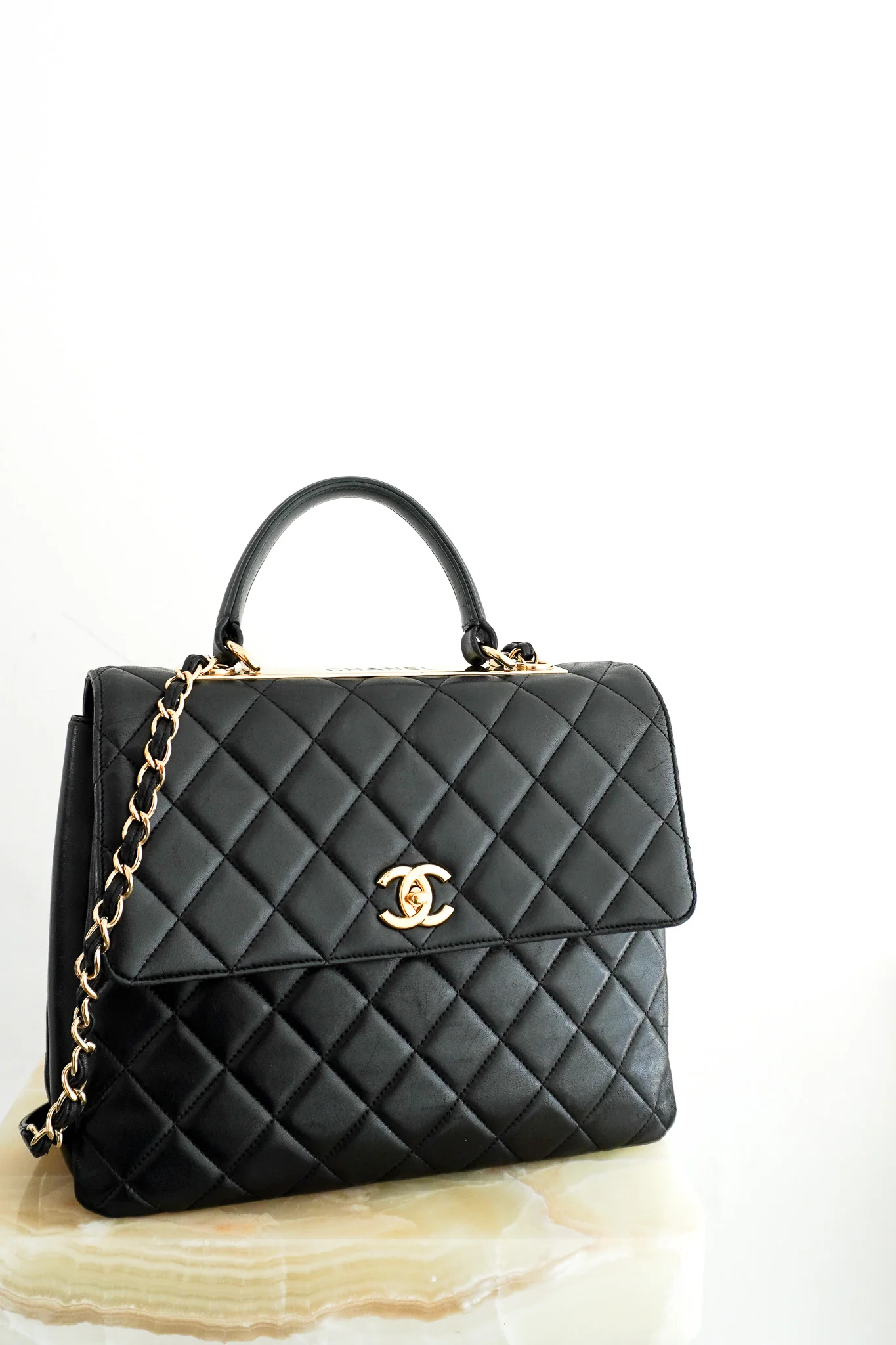 Chanel Trendy Large Lambskin Quilted Flap Bag with Top Handle | Authentic Preloved