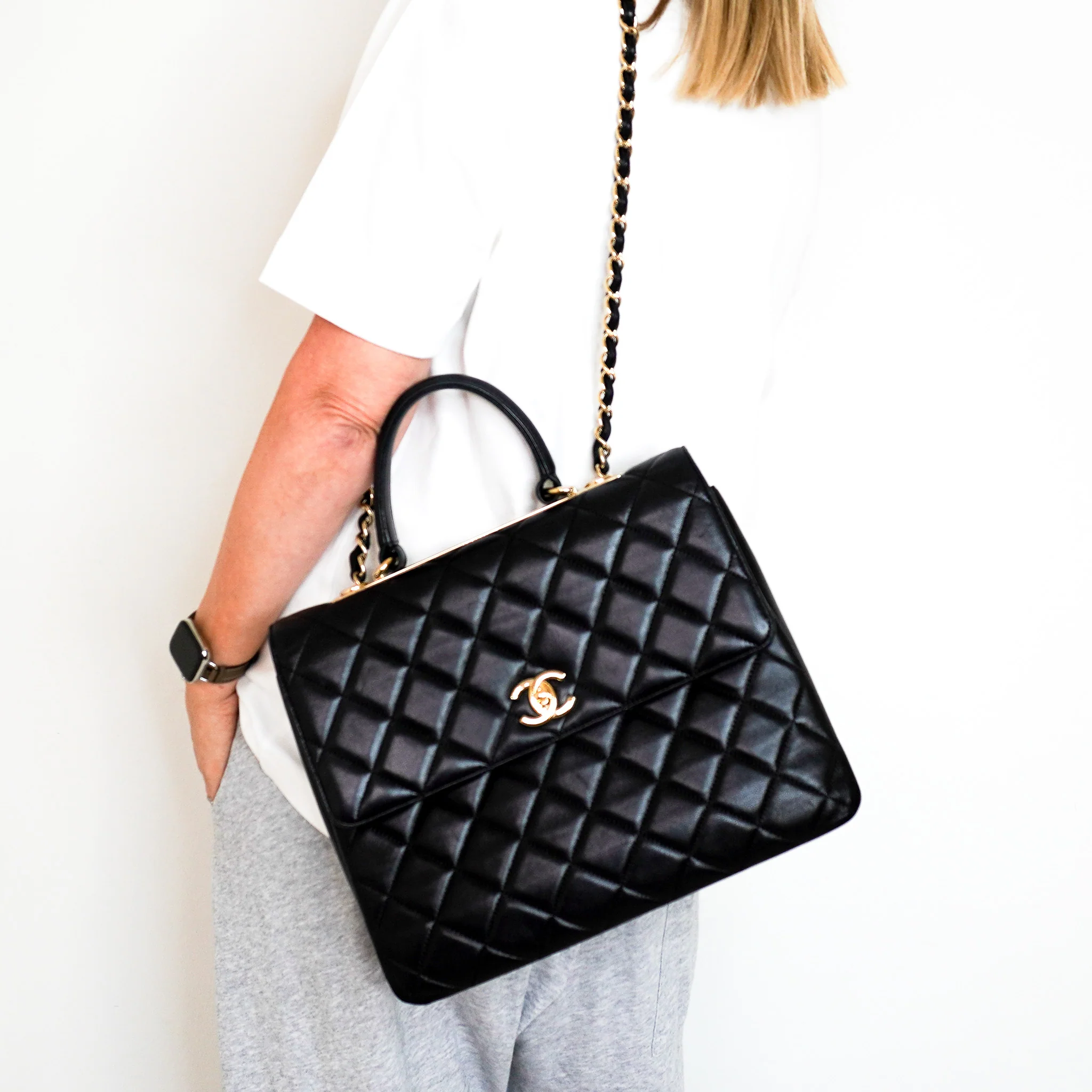 Chanel Trendy Large Lambskin Quilted Flap Bag with Top Handle | Authentic Preloved - Image 12