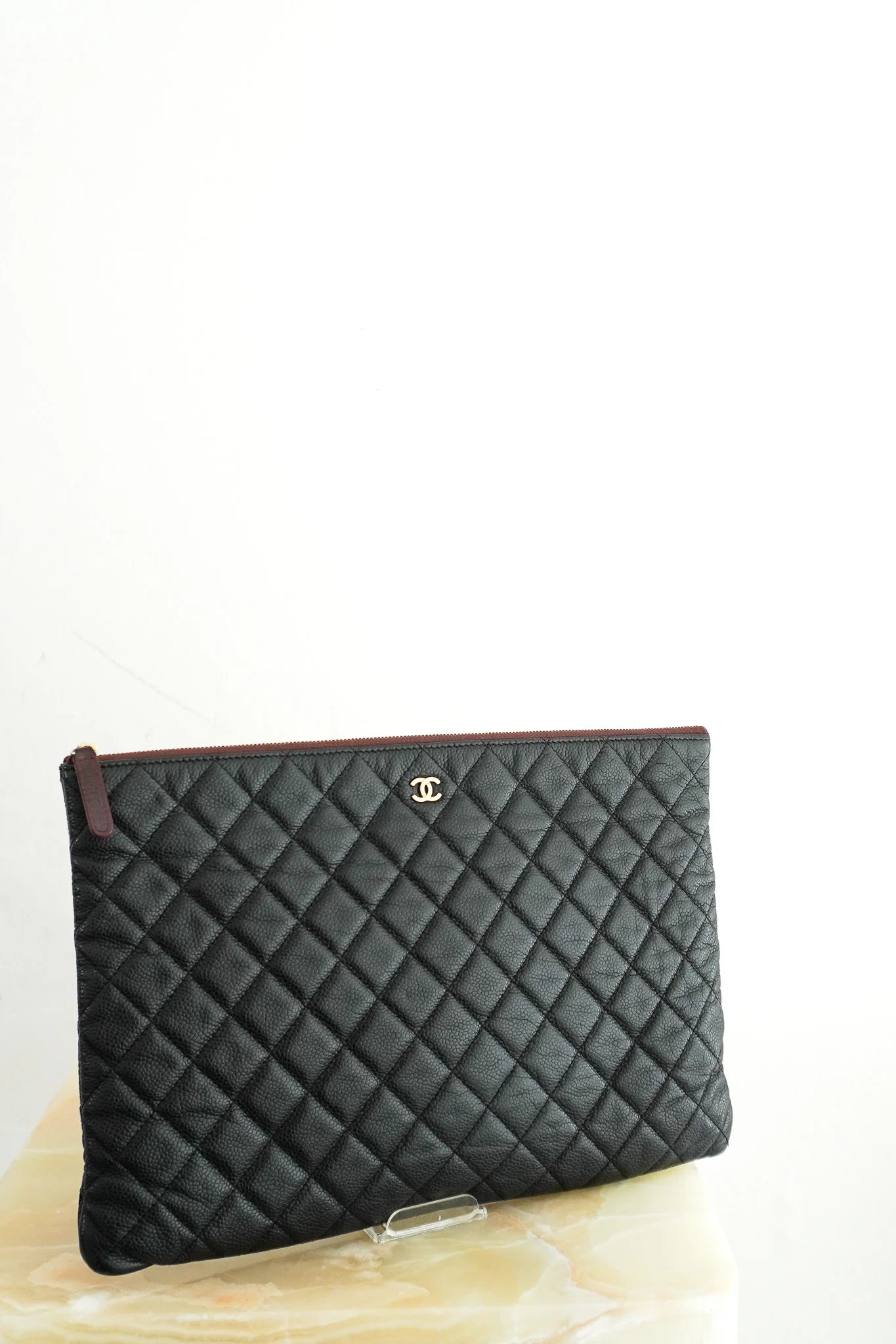 Chanel Large Lambskin Quilted O Case Clutch | Authentic Preloved