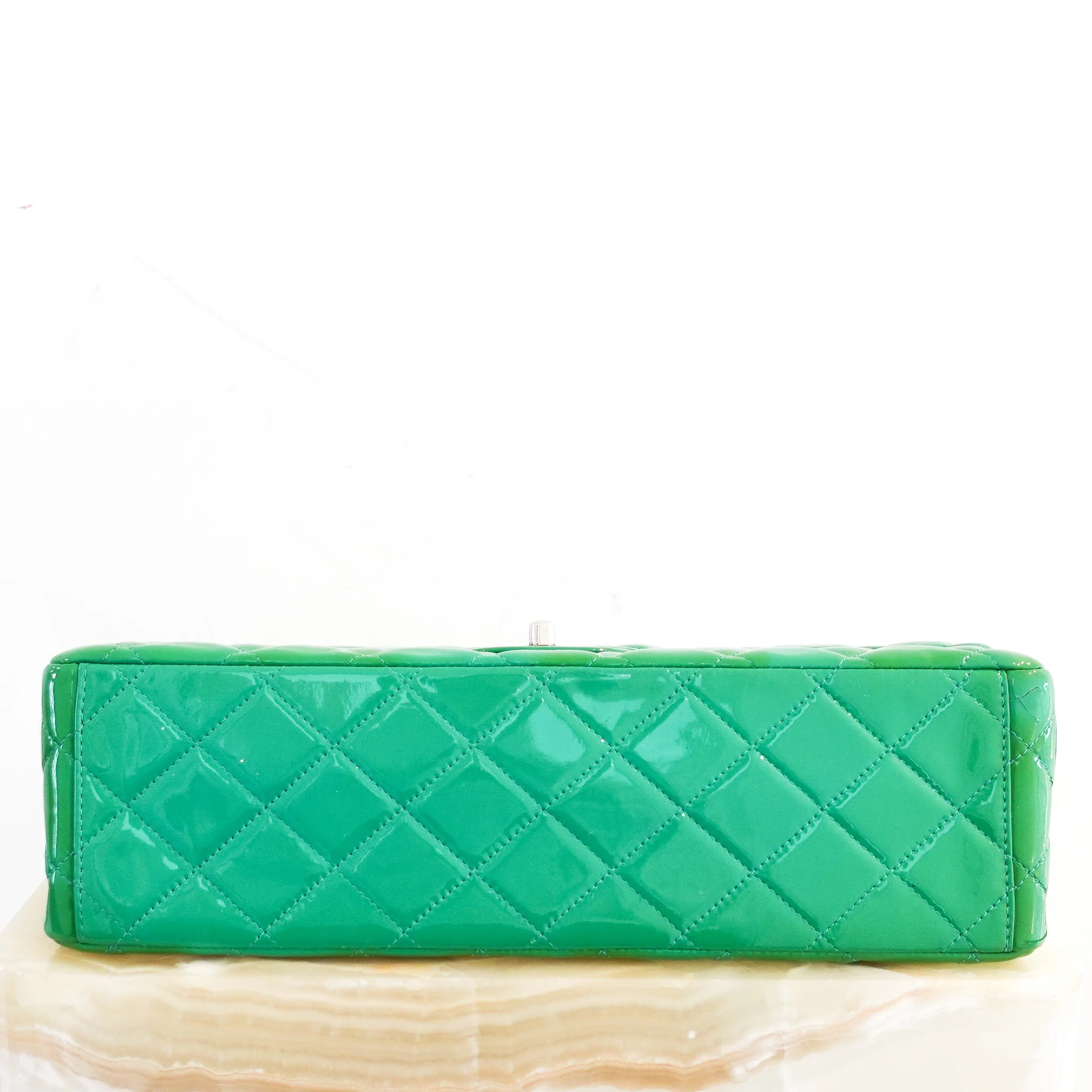 RARE Chanel Double Flap Maxi Green Patent Bag RRP £10000 | Authentic Preloved - Image 7