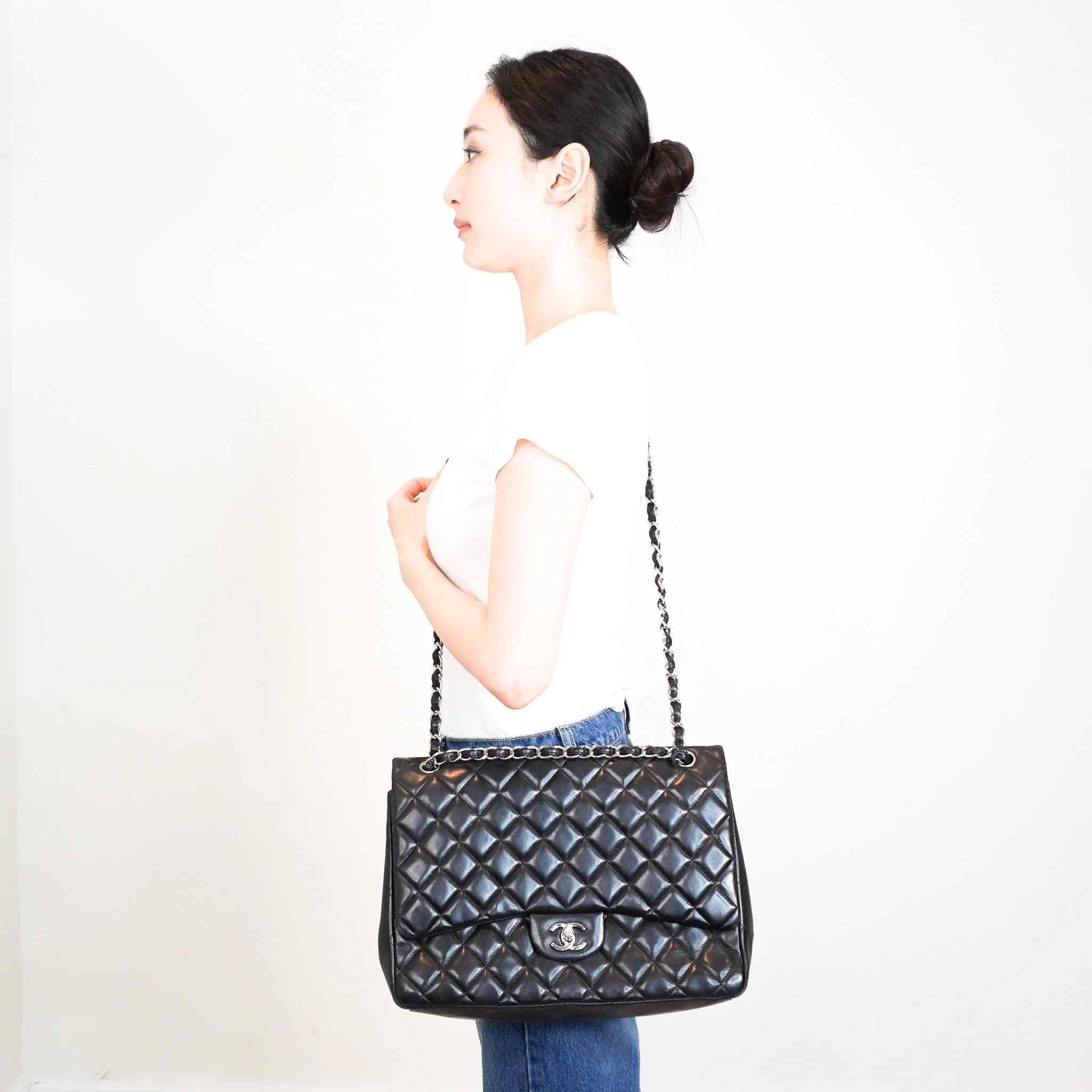 Chanel Maxi Lambskin Classic Single Flap Bag Black RRP £10000 | Authentic Preloved - Image 11