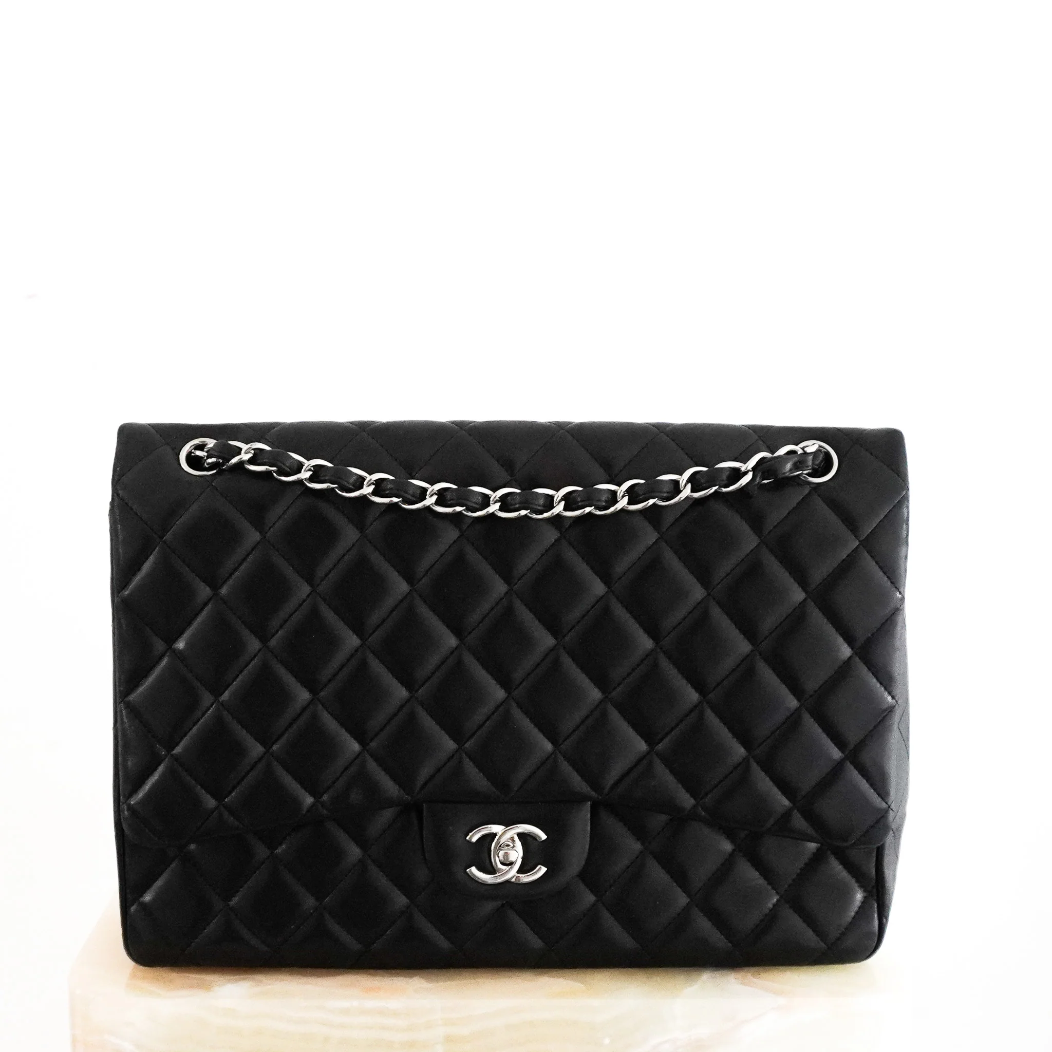 Chanel Maxi Lambskin Classic Single Flap Bag Black RRP £10000 | Authentic Preloved - Image 2