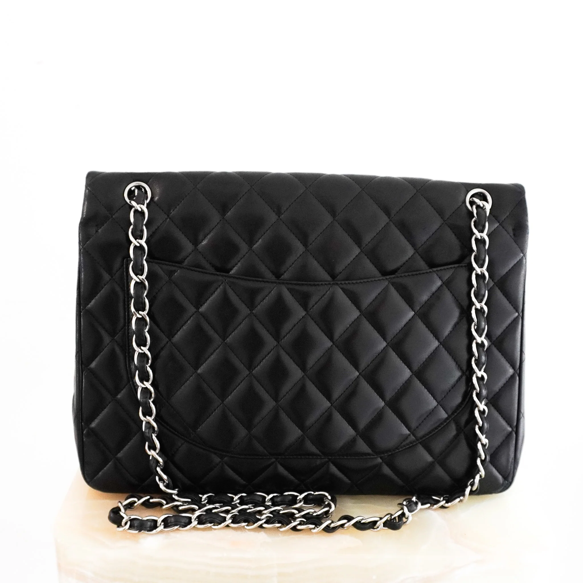 Chanel Maxi Lambskin Classic Single Flap Bag Black RRP £10000 | Authentic Preloved - Image 4