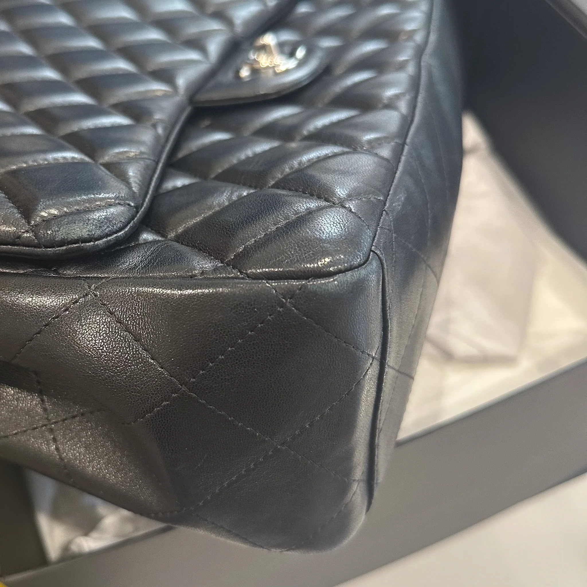 Chanel Maxi Lambskin Classic Single Flap Bag Black RRP £10000 | Authentic Preloved - Image 9