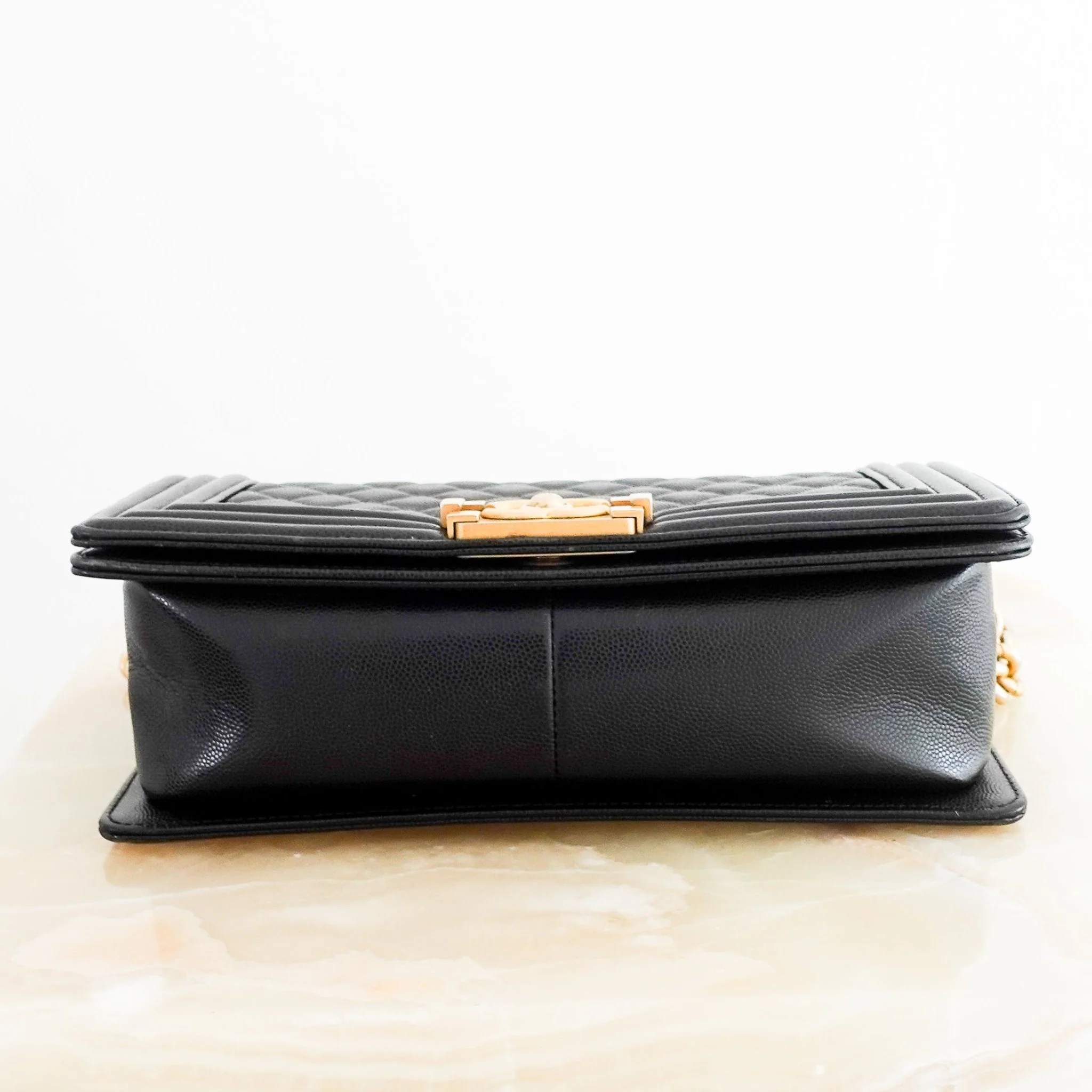 Chanel Medium Boy Bag in black caviar leather with gold CC clasp RRP £6,000 | Authentic Preloved - Image 5