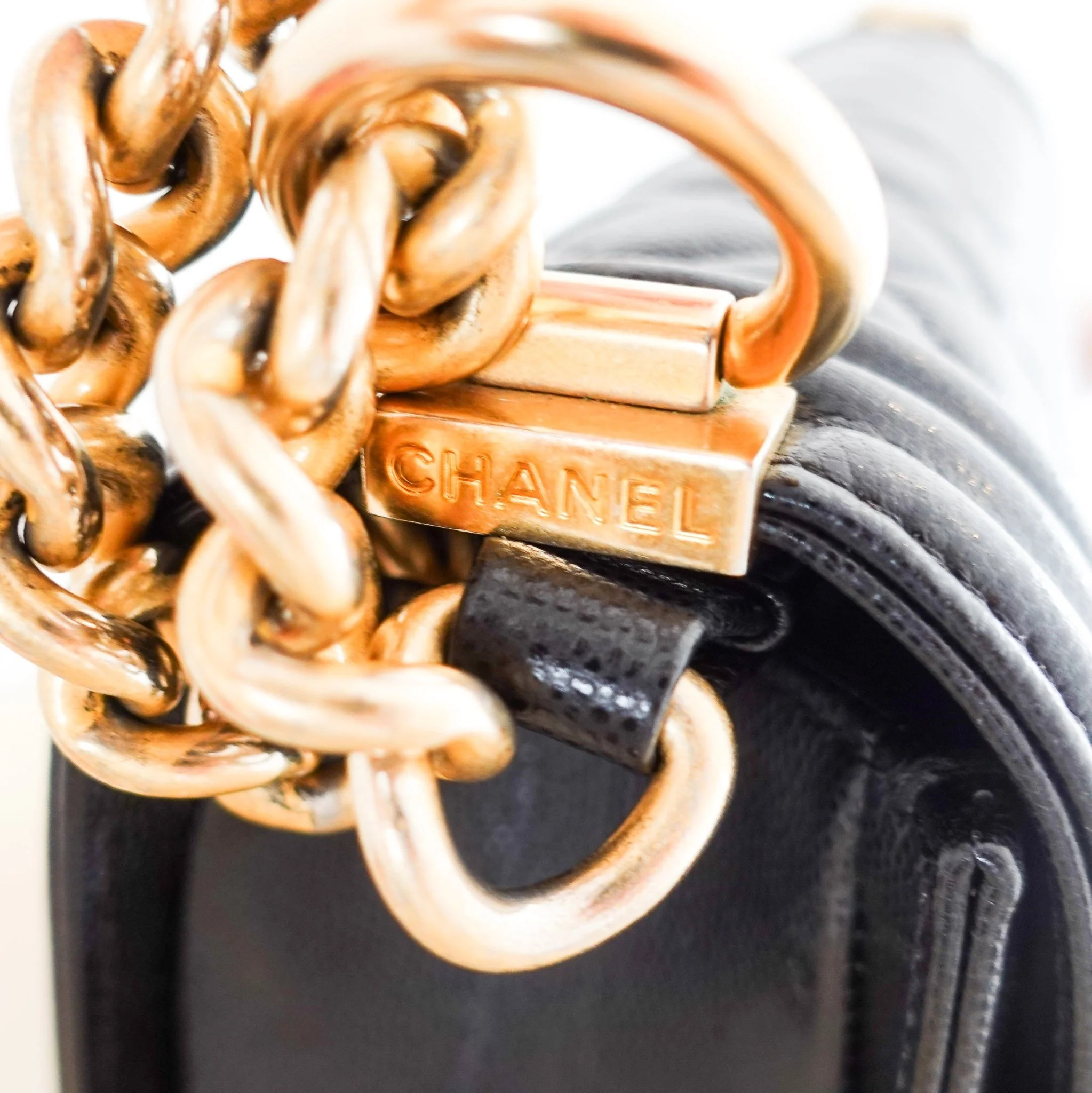 Chanel Medium Boy Bag in black caviar leather with gold CC clasp RRP £6,000 | Authentic Preloved - Image 6